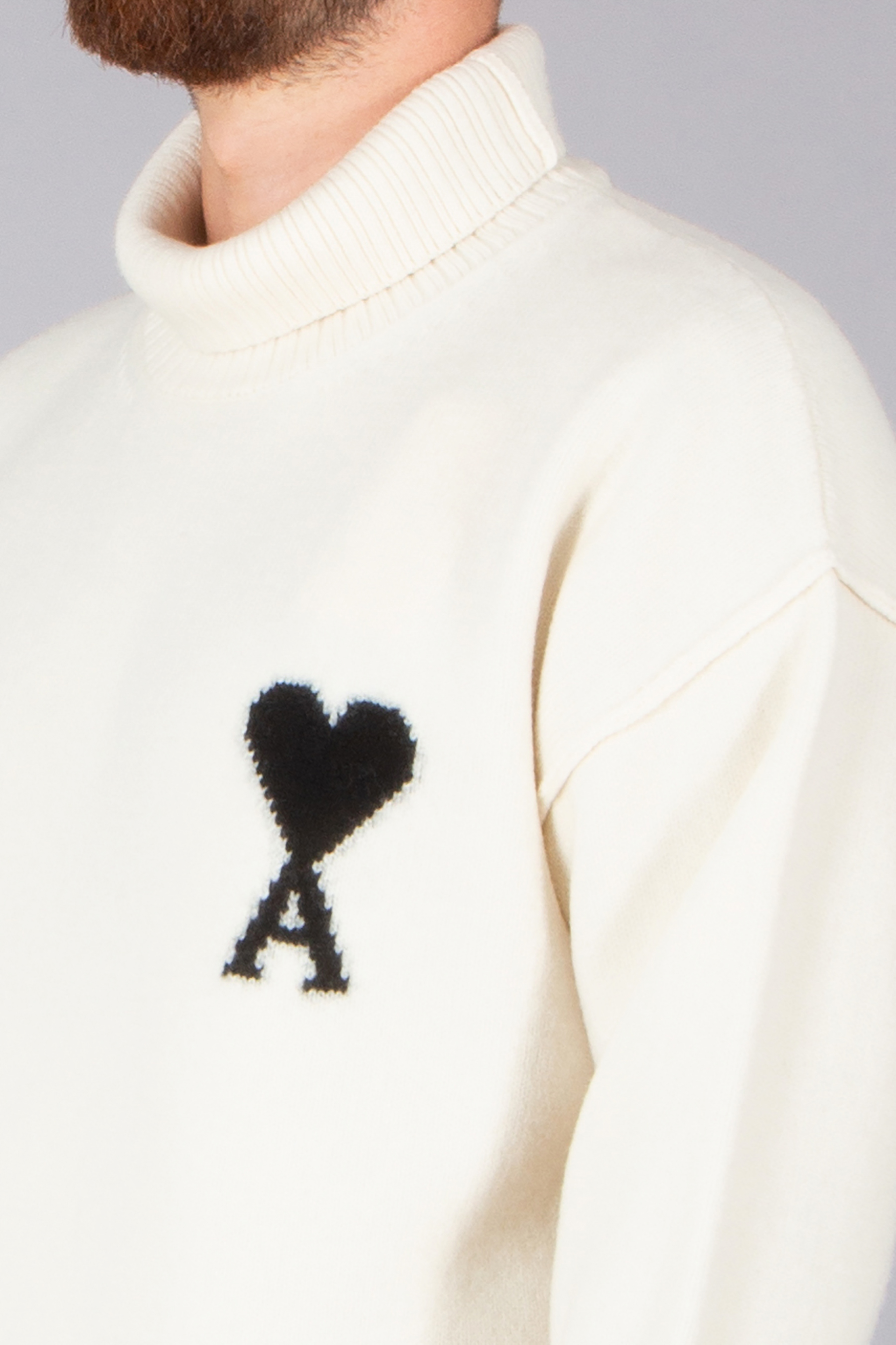 AMI PARIS Relaxed Fit Ami De Coeur Virgin Wool Funnel Neck Sweater Pulli, Sweatshirt, Erwachsener, Mann, Person