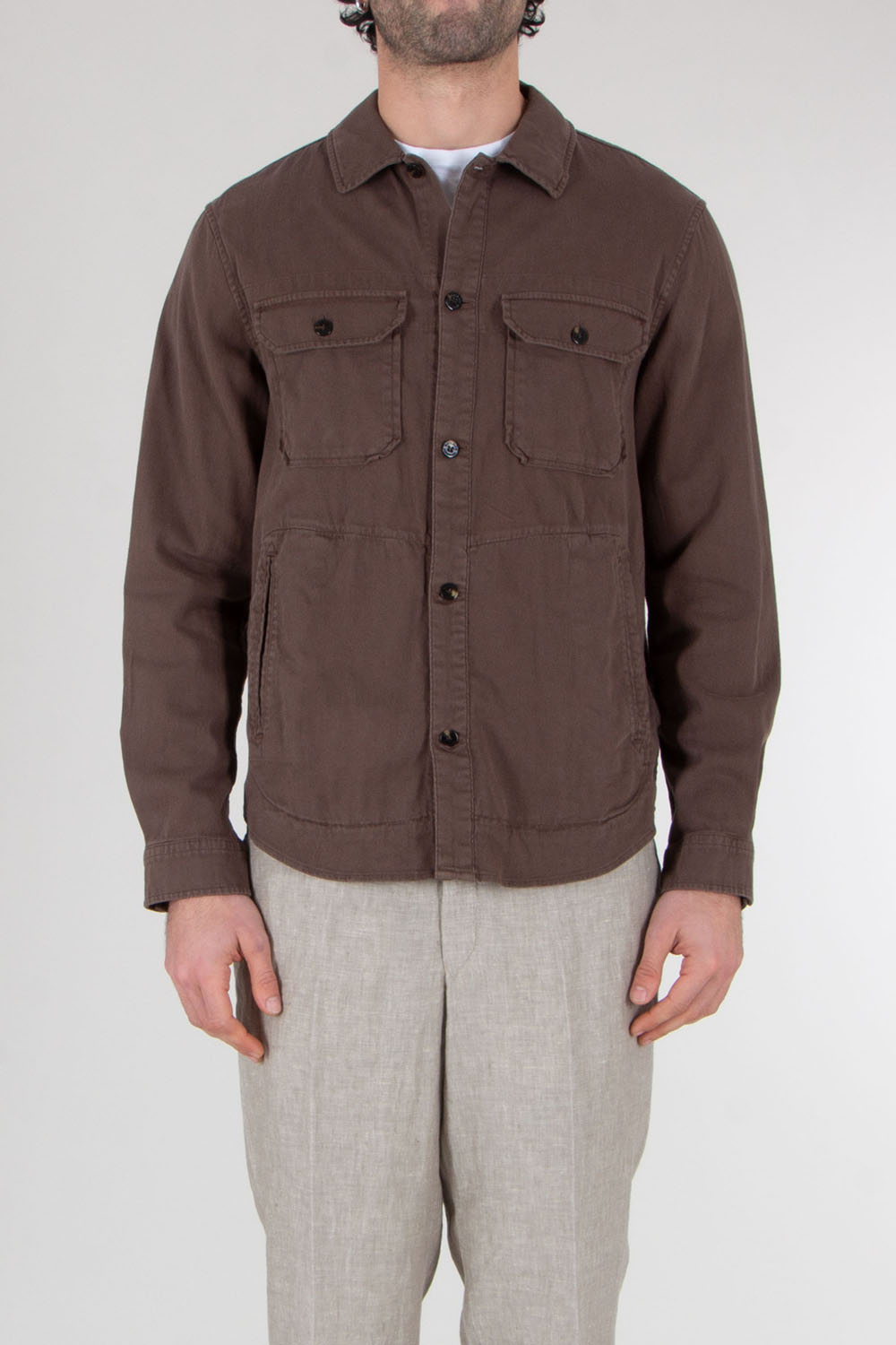 WOOLRICH Regular Fit Cotton-Linen Safari Overshirt