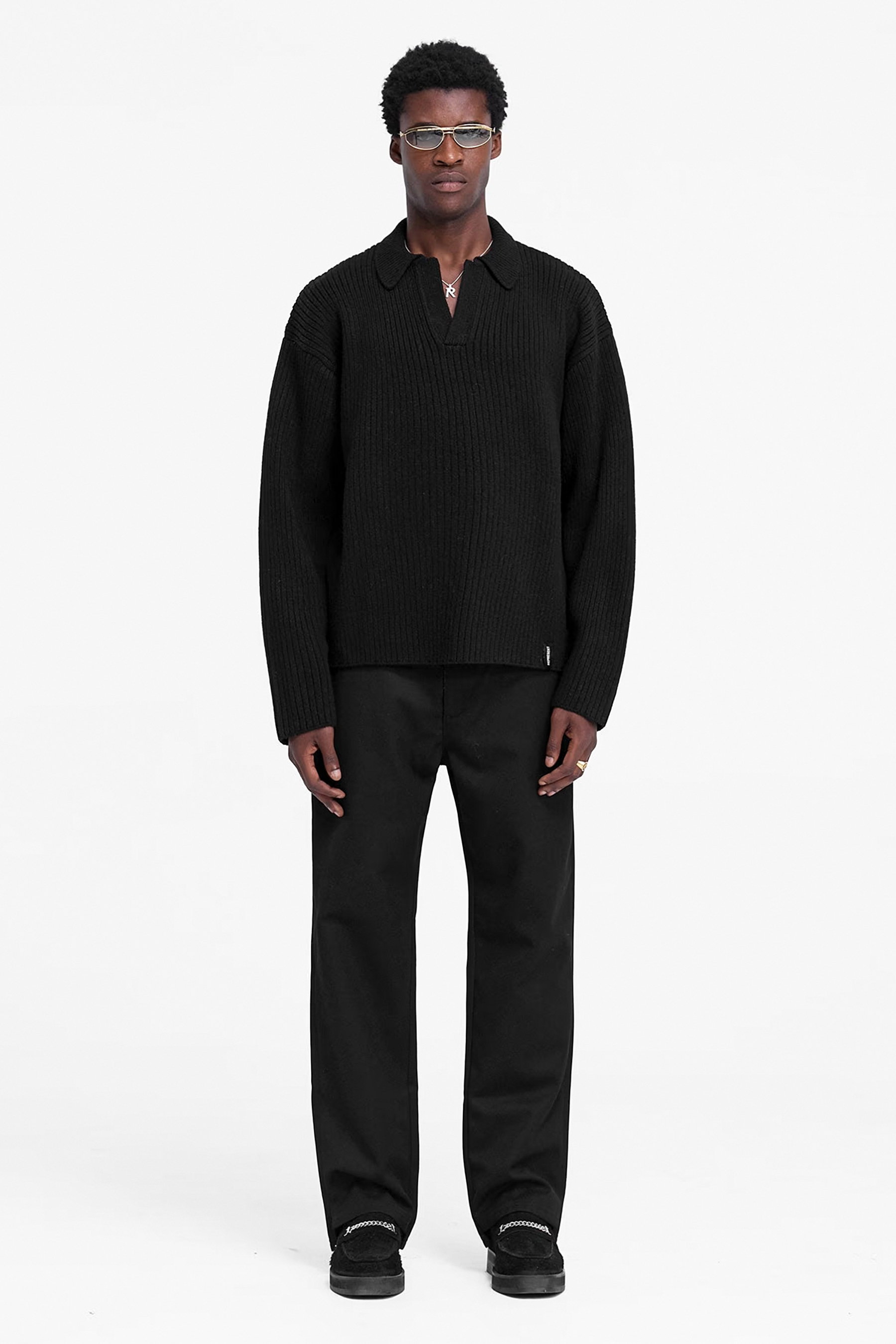 REPRESENT Ribbed Wool Blend Knit Polo REPRESENT Ribbed Wool Blend Knit Polo