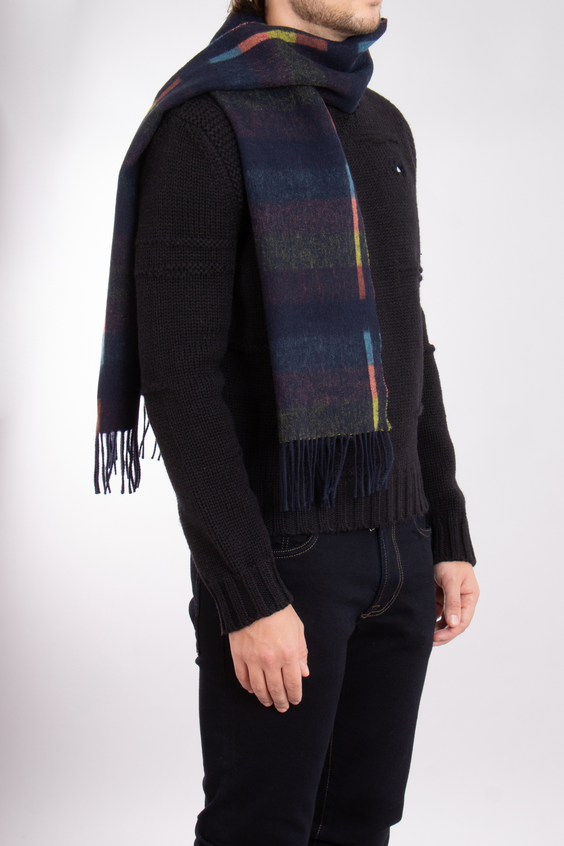 PAUL SMITH 'Artist Stripe' Tracks Lambswool Scarf