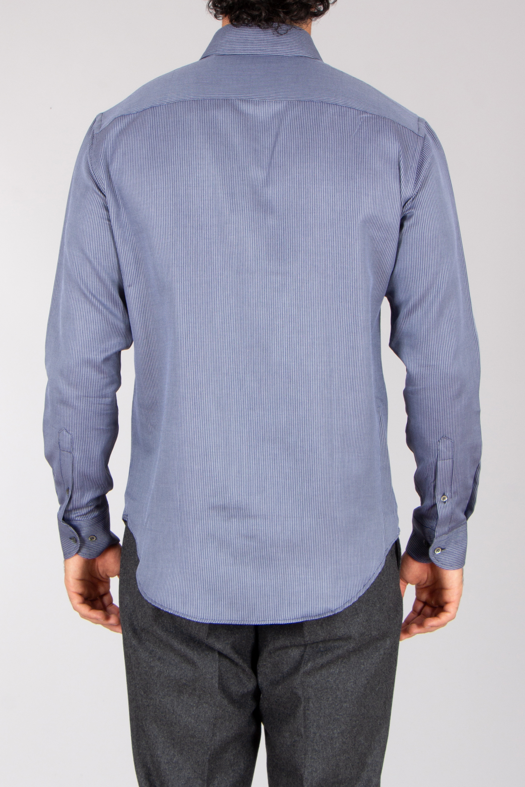 EMPORIO ARMANI Modern Fit Micro Patterned Cotton Jacquard Shirt Langarm, Hemd, Ärmel, Kleid, Hemd, Hosen