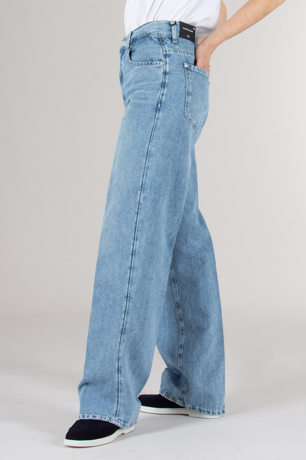 7 FOR ALL MANKIND Washed Linen Cotton Denim Jeans Iris