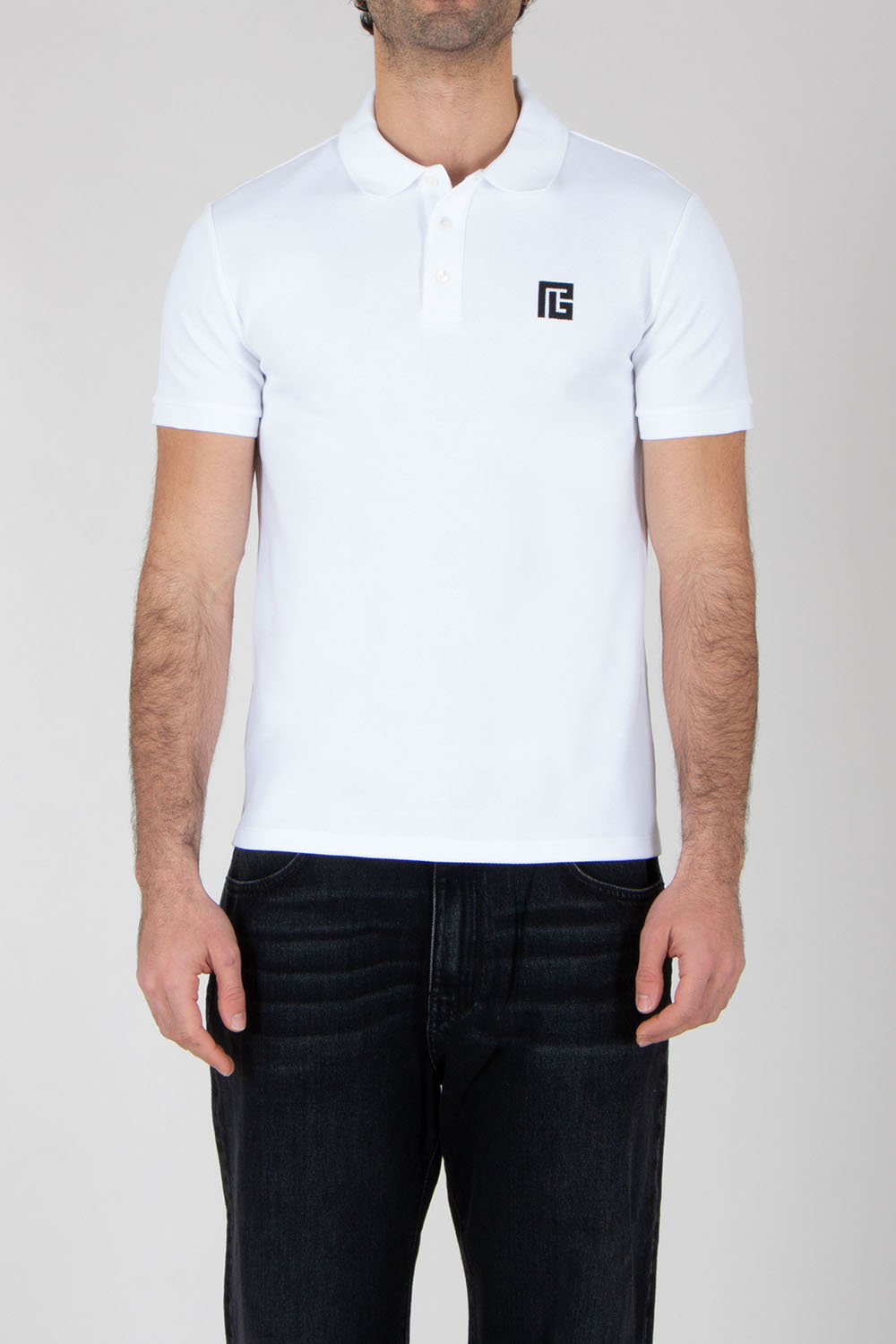 BALMAIN Regular Fit Embroidered Organic Cotton Piqué Polo Shirt
