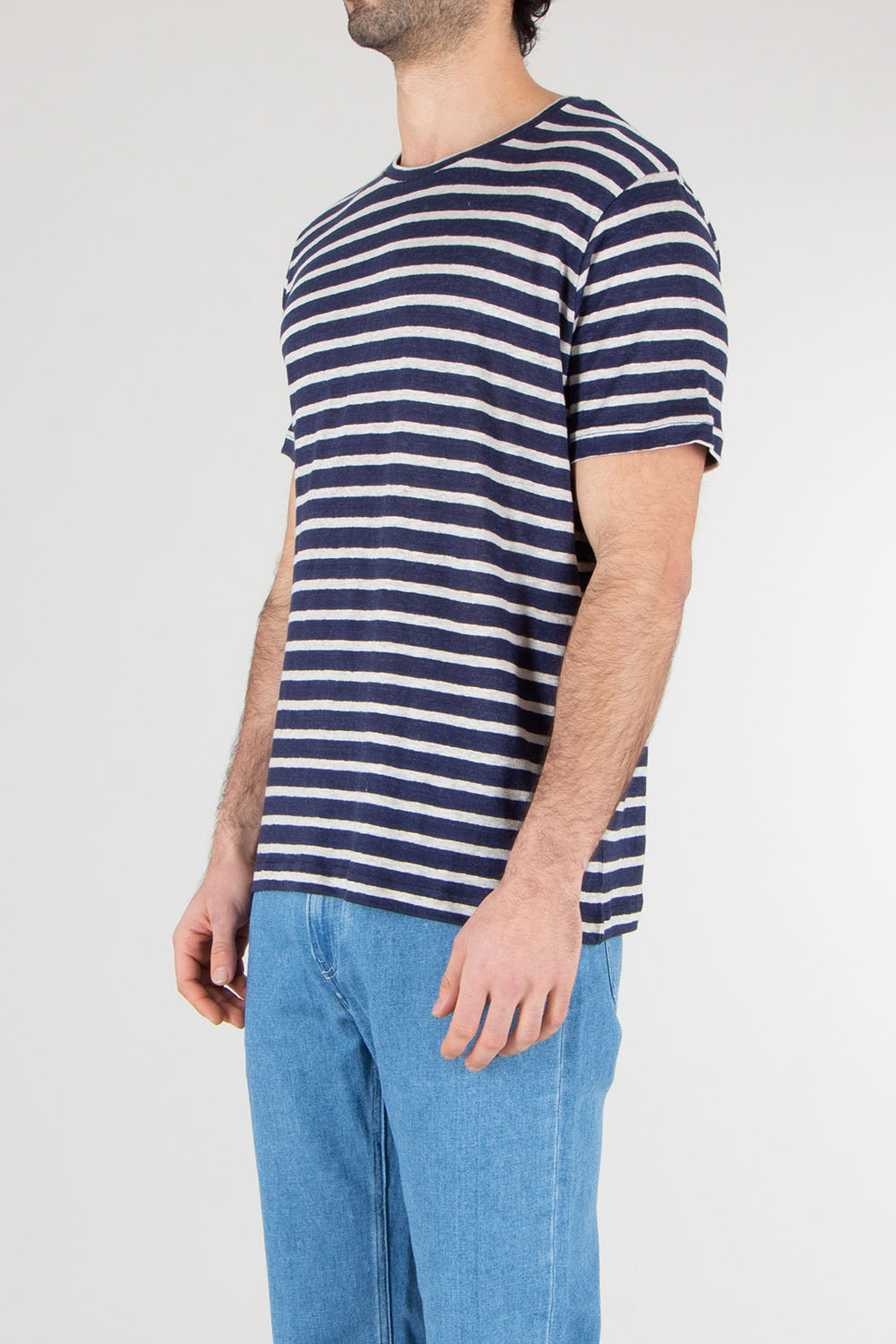 STEFAN BRANDT Regular Fit Striped Linen Jersey T-Shirt Enno