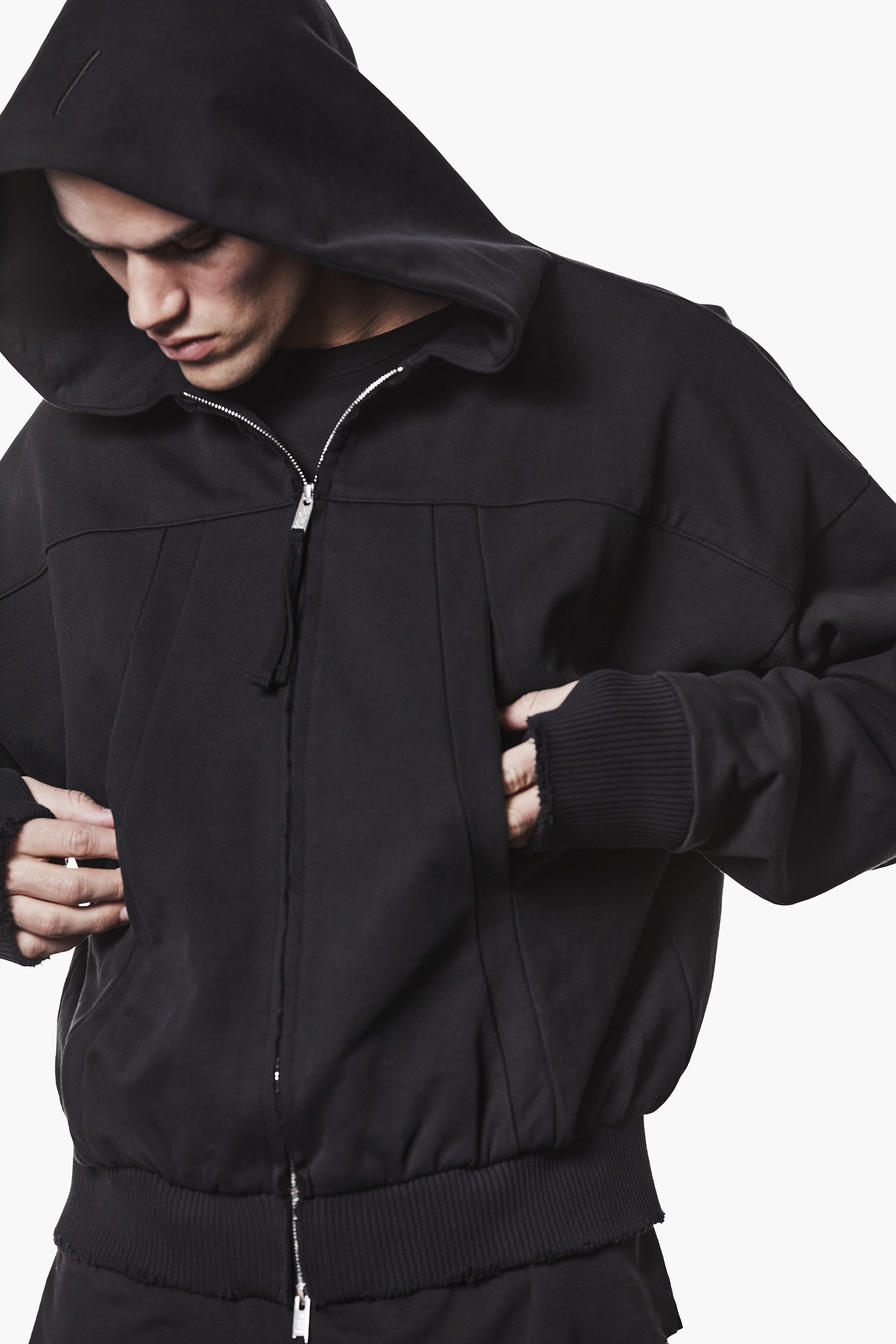 THOM KROM Relaxed Fit Cotton French Terry Zip-Up Hoodie Mantel, Kapuzenpulli, Pullover, Sweatshirt, Kapuze