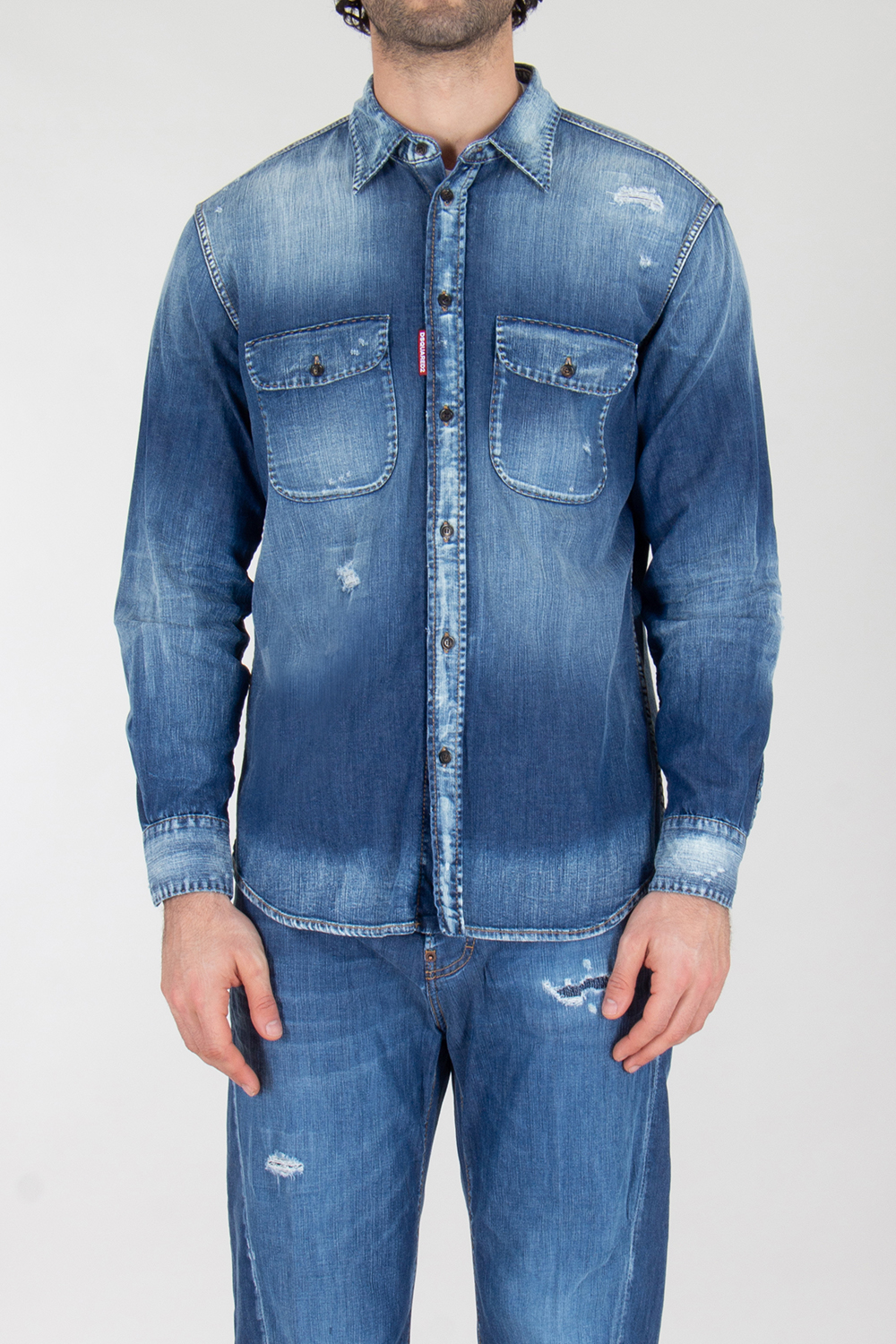 DSQUARED2 Distressed Denim Shirt Canadian Vintage