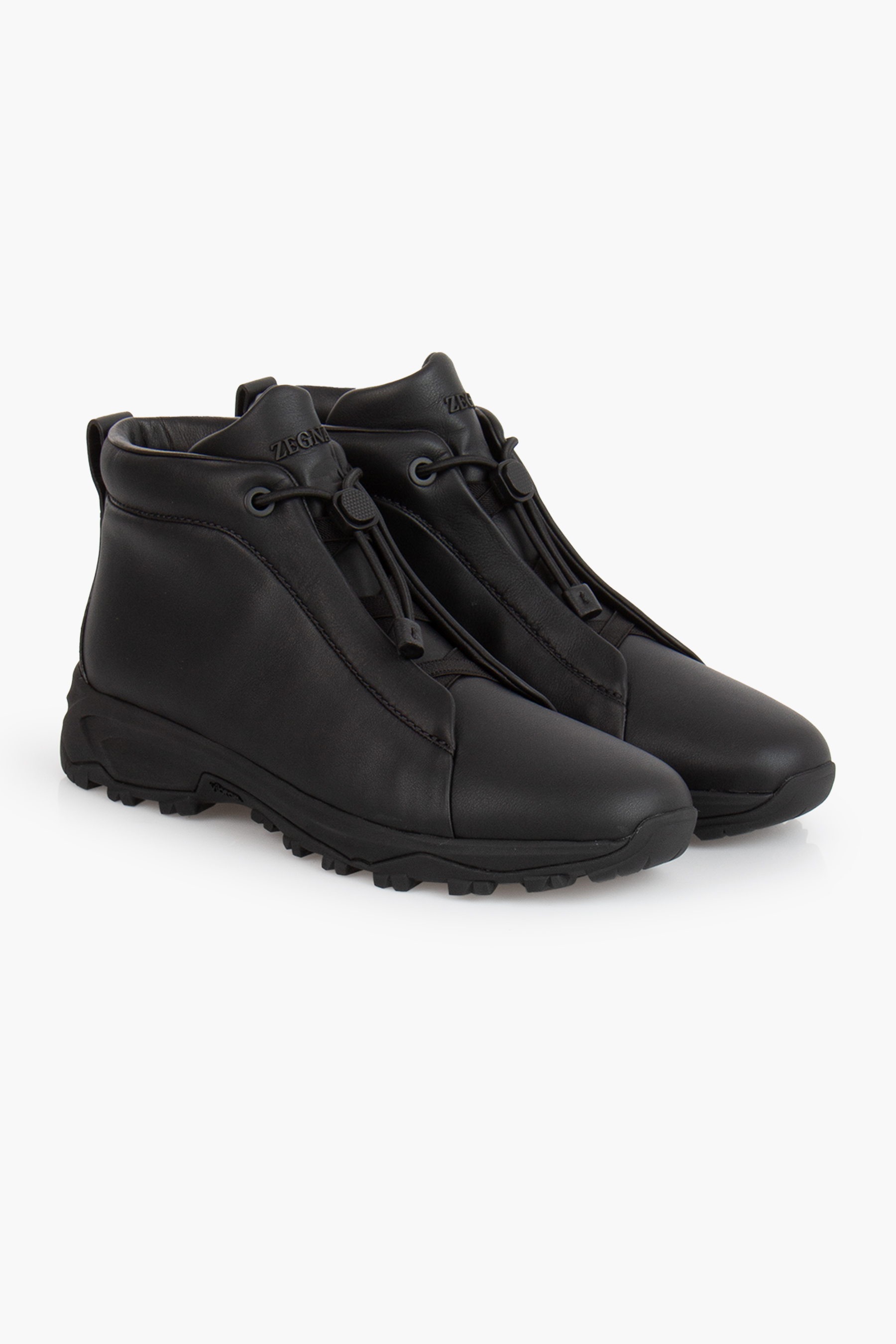 ZEGNA High Top Leather Sneakers Triple Stitch Vetta ZEGNA High Top Leather Sneakers Triple Stitch Vetta