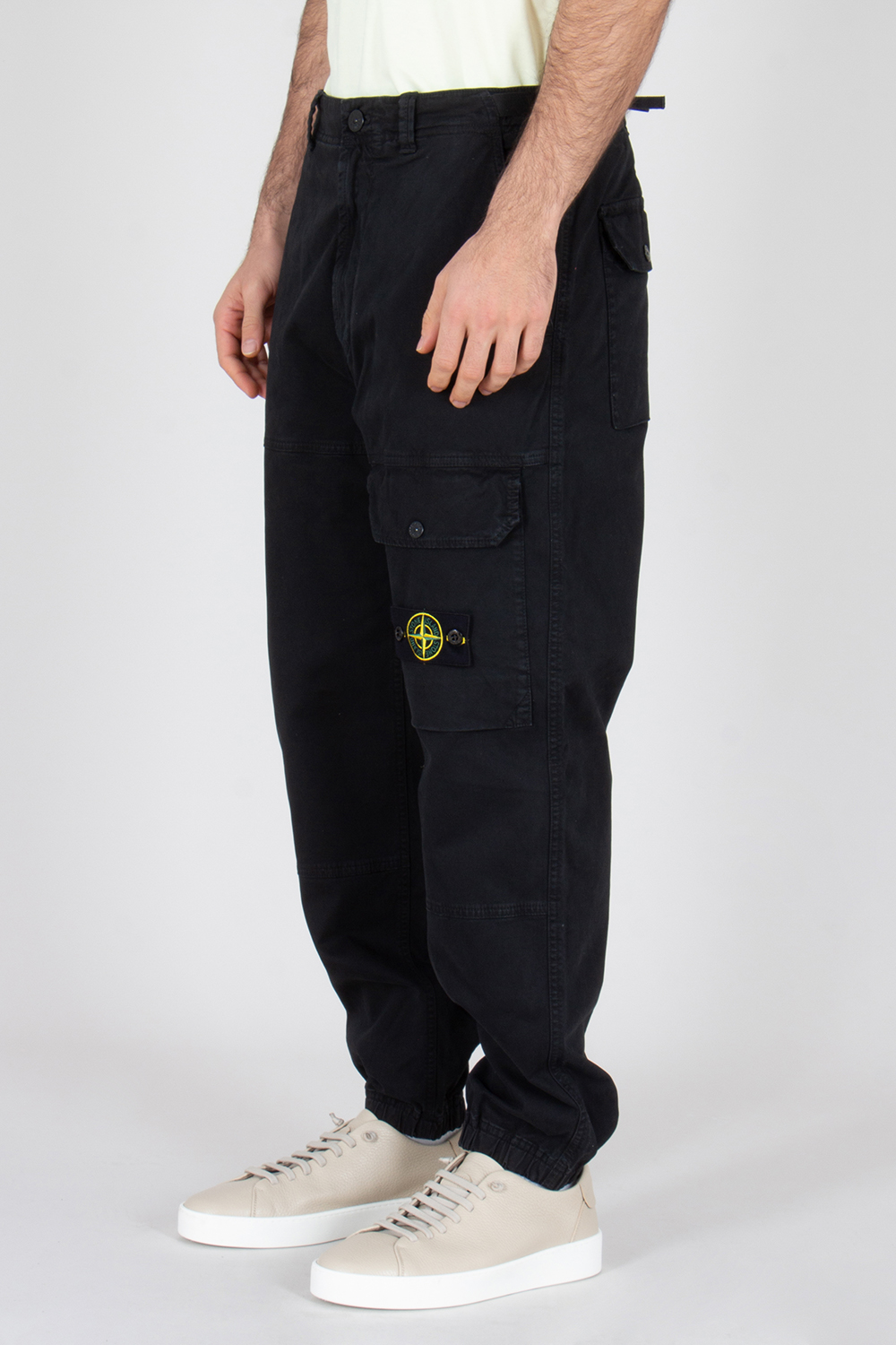 STONE ISLAND Loose Fit OLD Effect Organic Cotton Stretch Broken Twill Cargo Pants