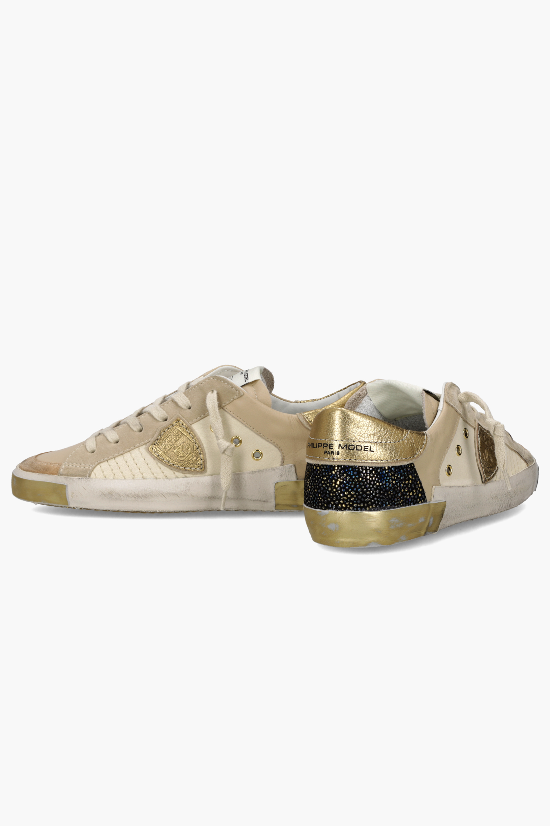 PHILIPPE MODEL Leather & Suede Sneakers Prsx Low Bekleidung, Schuhwerk, Schuh, Sneaker, Sandale