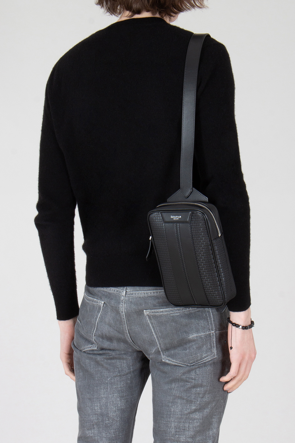 SERAPIAN Leather & Stepan Canvas Crossbody Bag