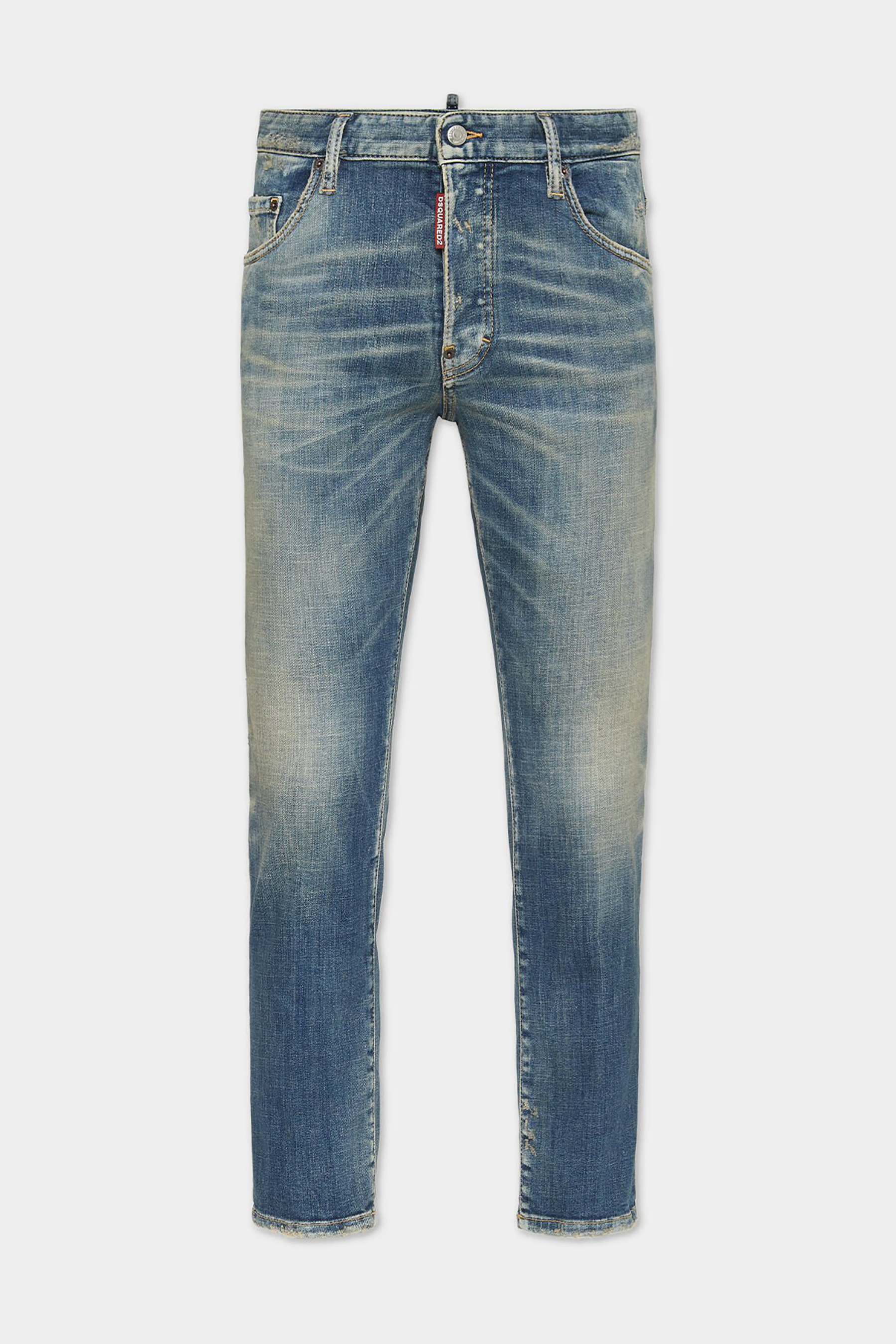 DSQUARED2 Slim Fit Medium Sandy Wash Cotton Stretch Denim Skater Jeans Bekleidung, Jeans, Hosen