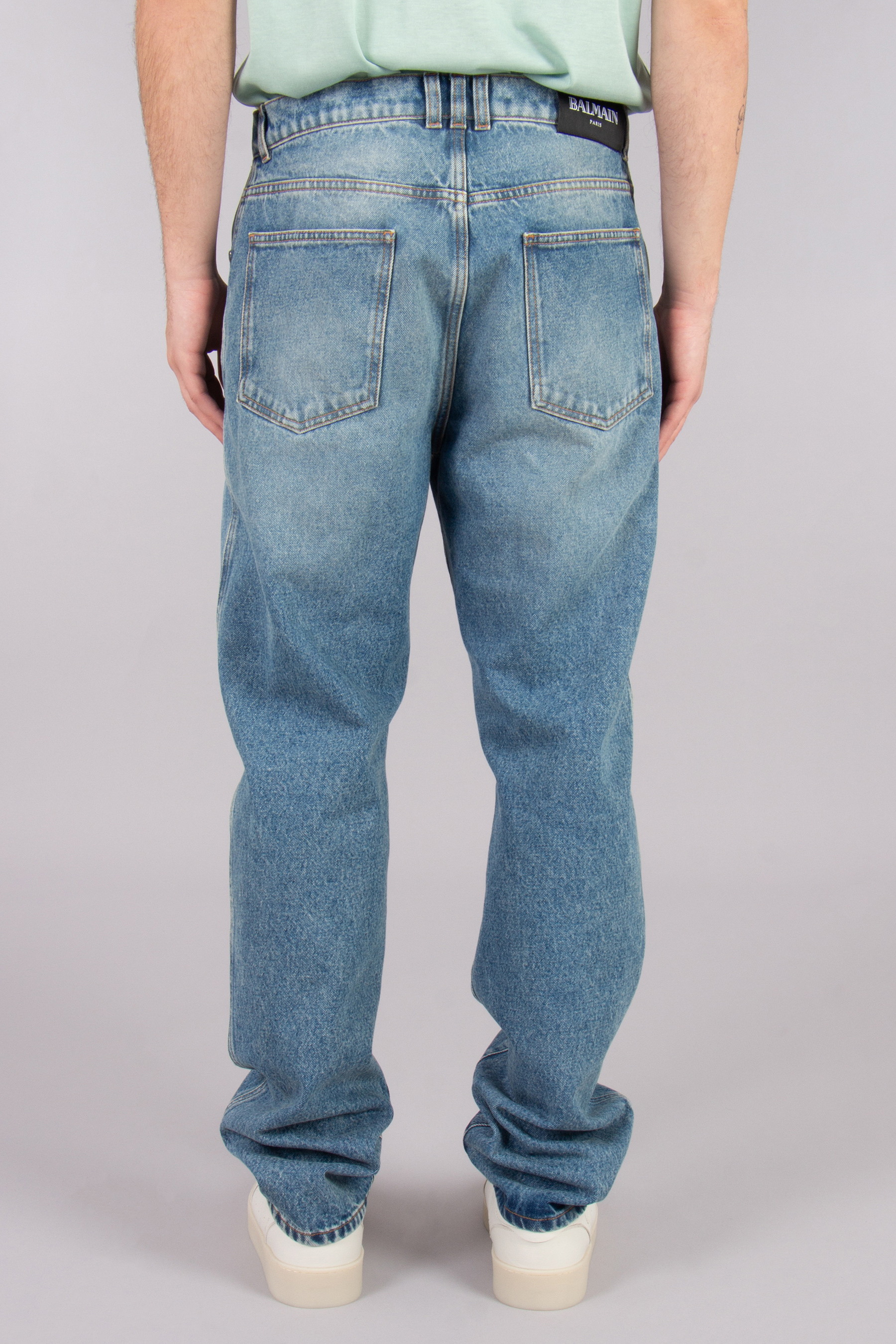 BALMAIN Regular Fit Cotton Denim Jeans