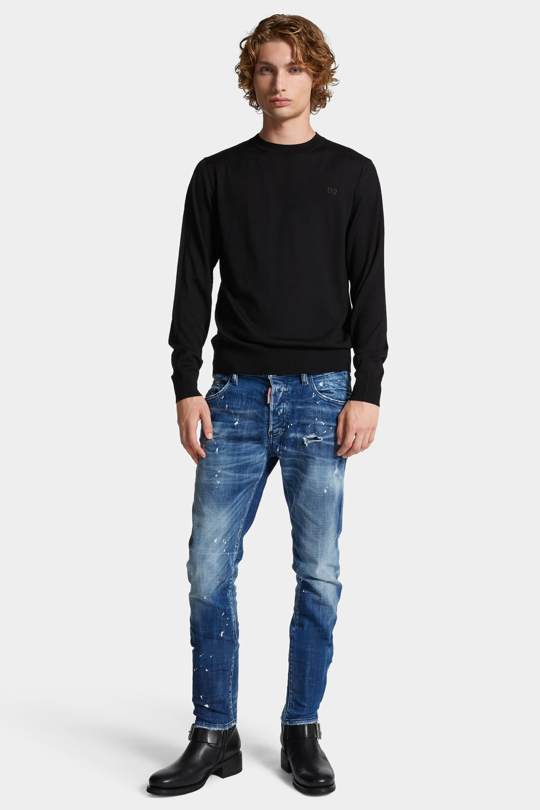DSQUARED2 Medium Filo Blu Wash Cotton Stretch Denim Skater Jeans DSQUARED2 Medium Filo Blu Wash Cotton Stretch Denim Skater Jeans
