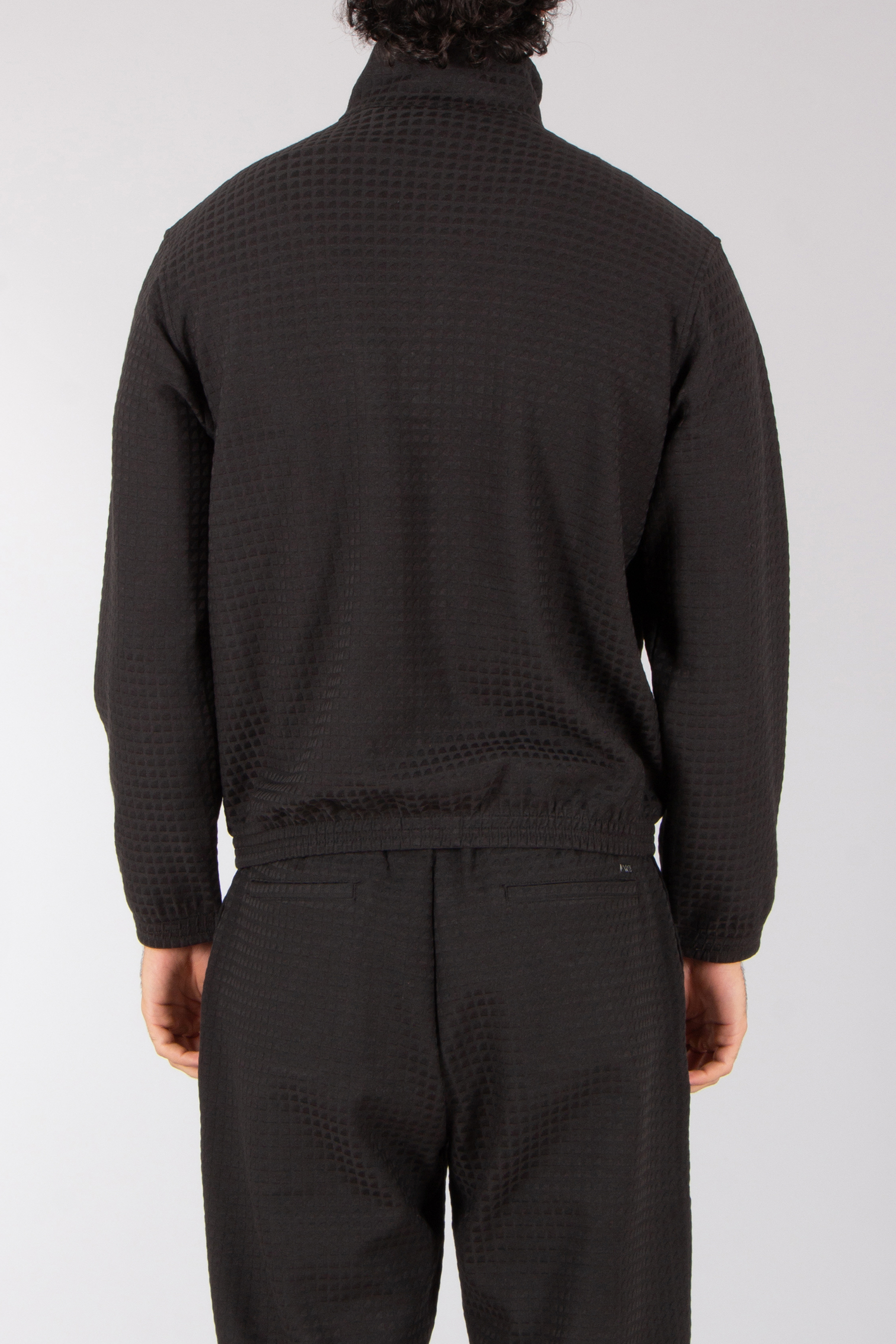 EMPORIO ARMANI Relaxed Fit Cotton-Lyocell Stretch Jacquard Zip-Up Sweatshirt Bekleidung, Mantel, Strickwaren, Pullover, Langarm