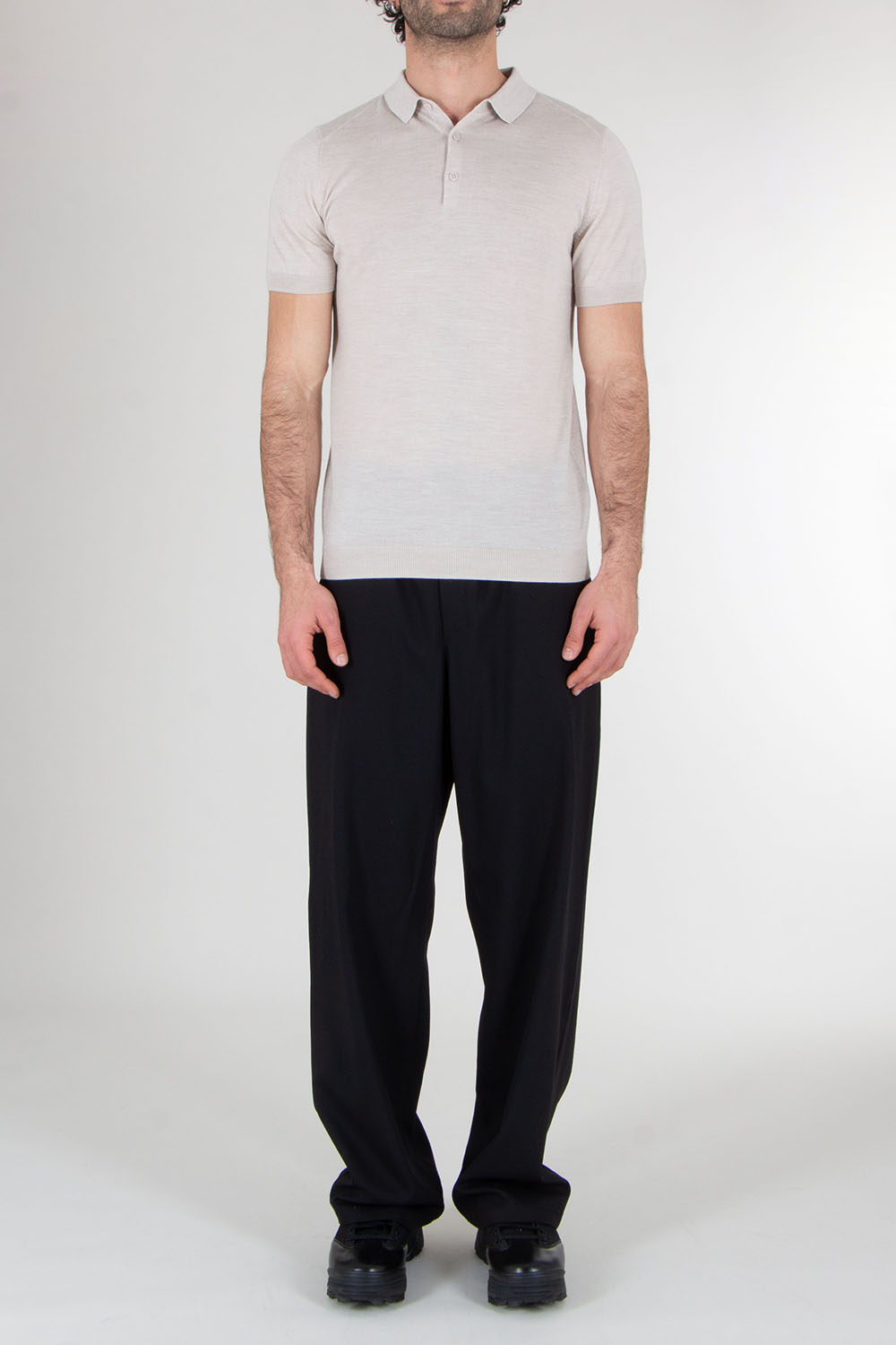 MIENTUS BERLIN Extra Fine Wool-Silk-Cashmere Blend Knit Polo