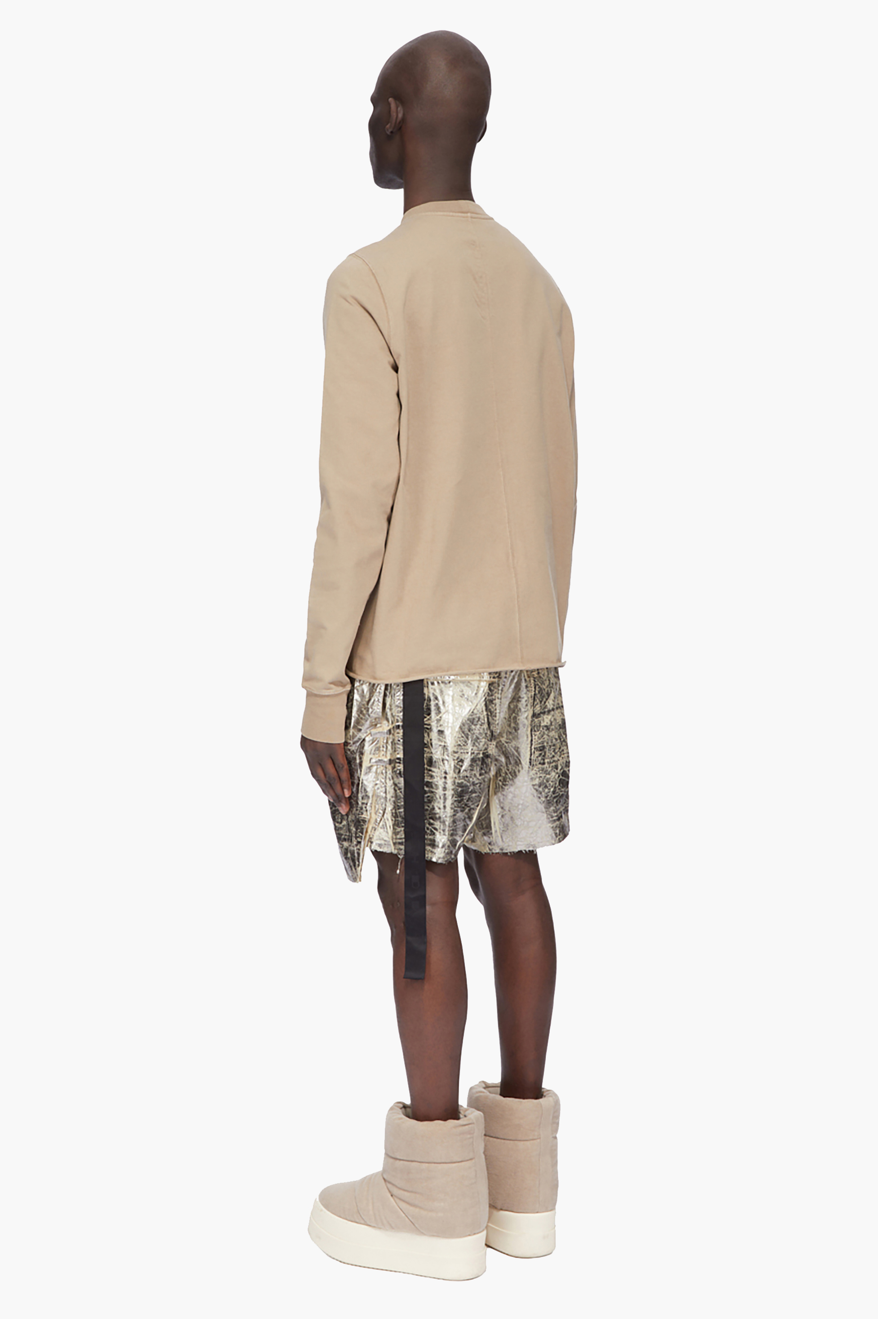 RICK OWENS DRKSHDW Regular Fit Compact Heavy Organic Cotton Jersey Crewneck Sweatshirt Kurze Hose, Langarm, Person, Mantel, Leinen