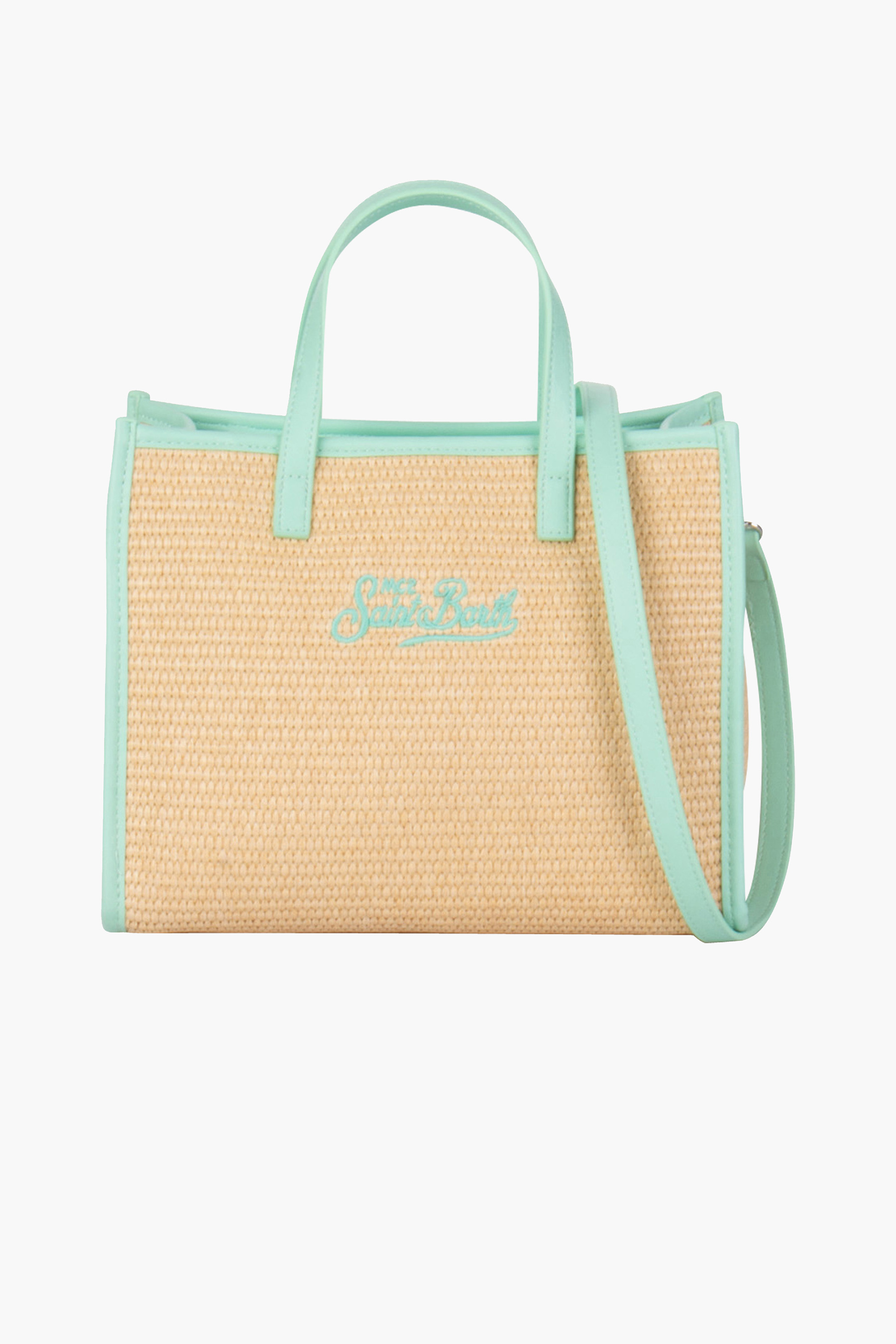 MC 2 SAINT BARTH Embroidered Vivian Mid Straw Bag MC 2 SAINT BARTH Embroidered Vivian Mid Straw Bag