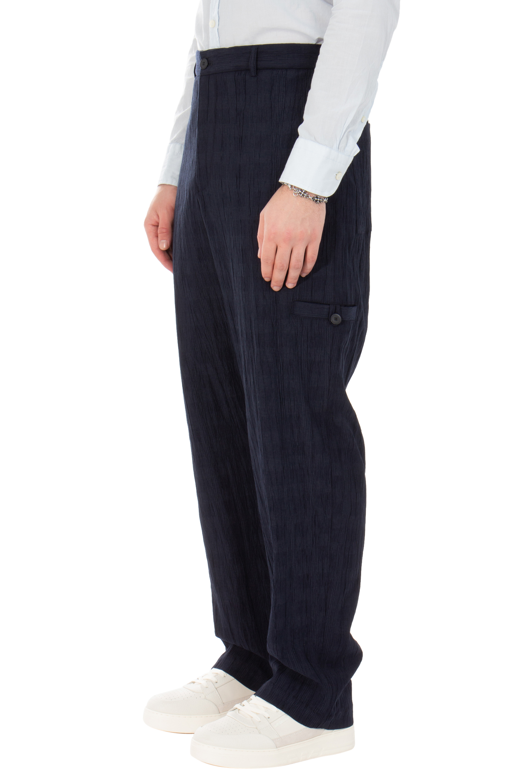 EMPORIO ARMANI Prince-Of-Wales Seersucker-Lyocell Blend Pants EMPORIO ARMANI Prince-Of-Wales Seersucker-Lyocell Blend Pants