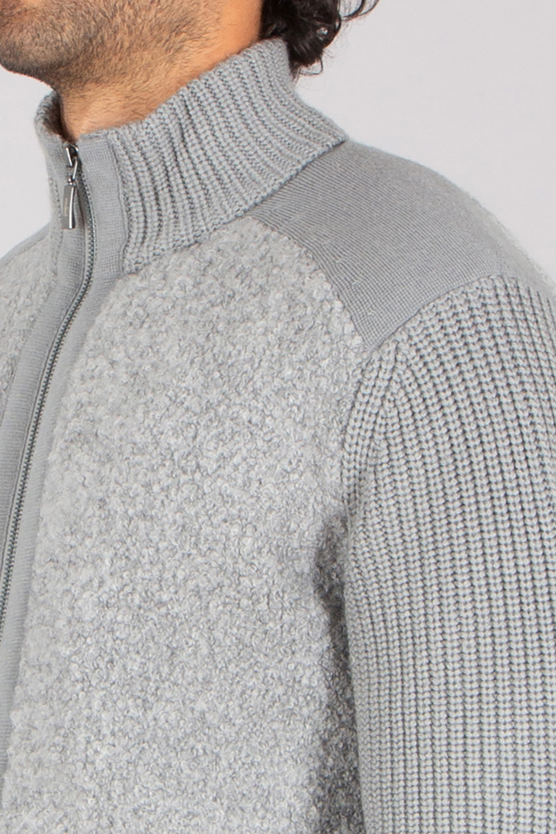 VAN LAACK Regular Fit Teddy Structure Wool Blend Zip Cardigan Sadal Strickwaren, Pullover, Jacke, Mann, Person