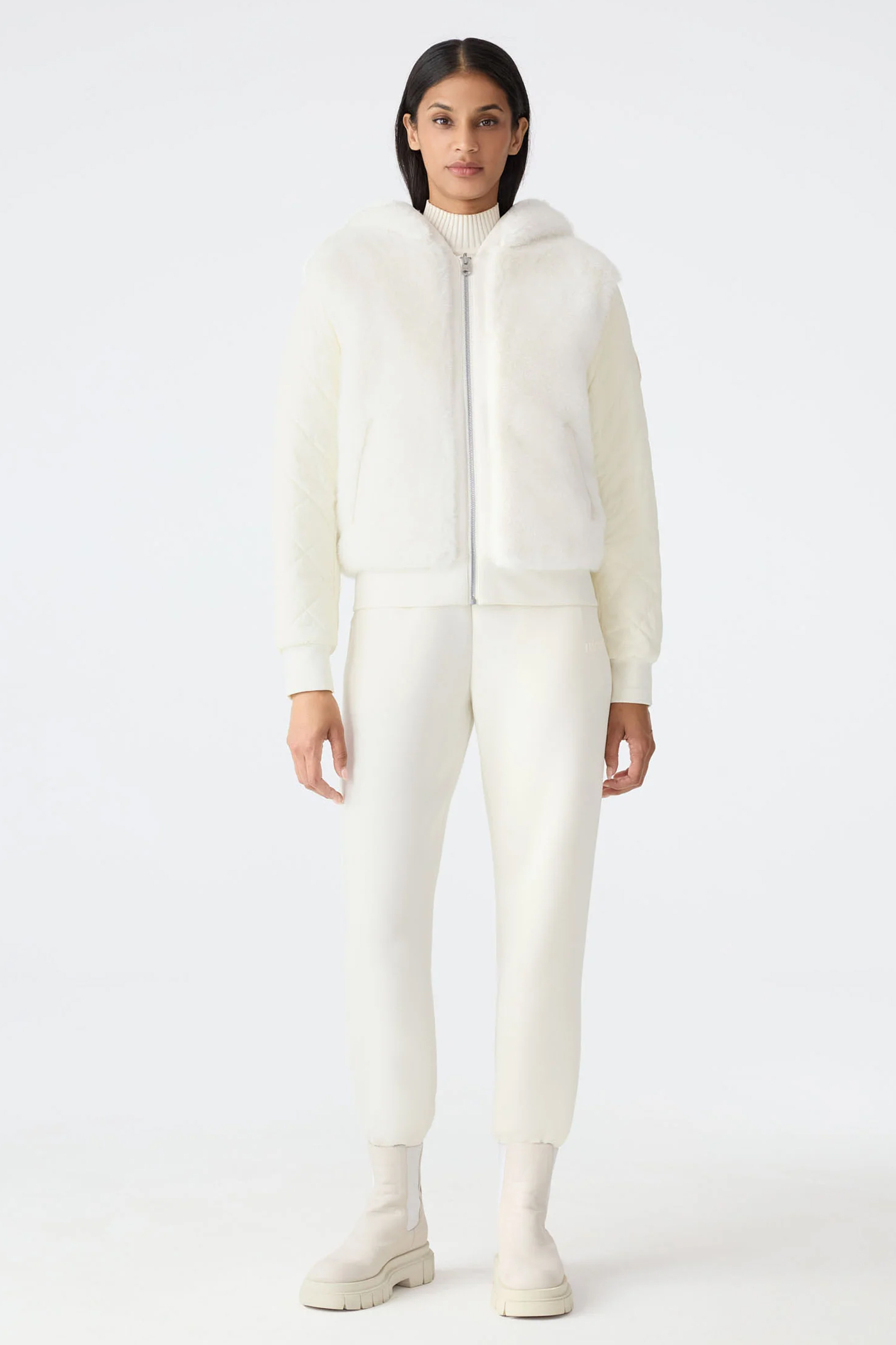 MACKAGE Relaxed Fit Reversible Faux Fur & Cotton Blend Jersey Zip-Up Hoodie Gwendal Formelle Kleidung, Anzug, Langarm, Person, Mantel