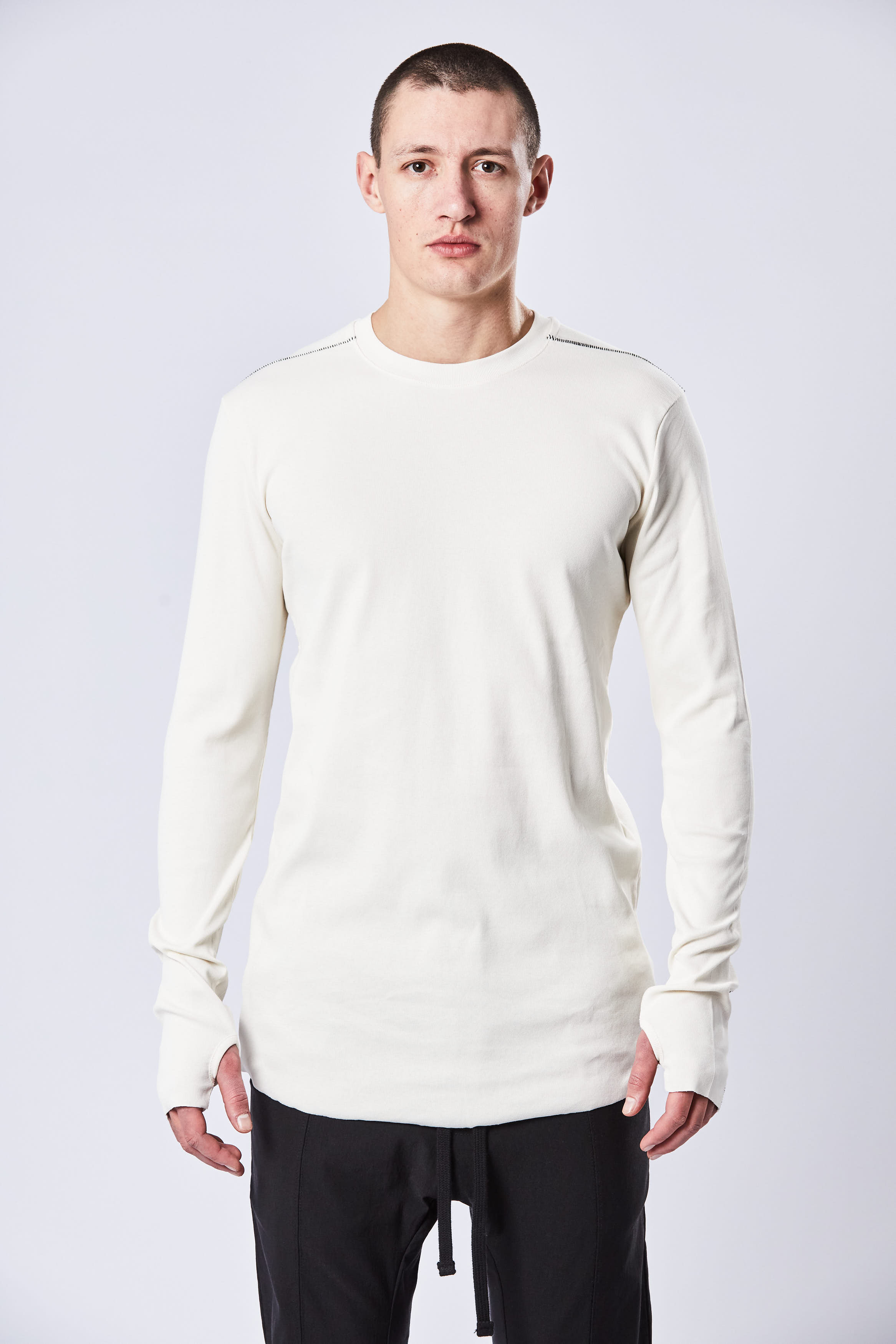 THOM KROM Ribbed Modal Stretch Long Sleeve T-Shirt THOM KROM Ribbed Modal Stretch Long Sleeve T-Shirt