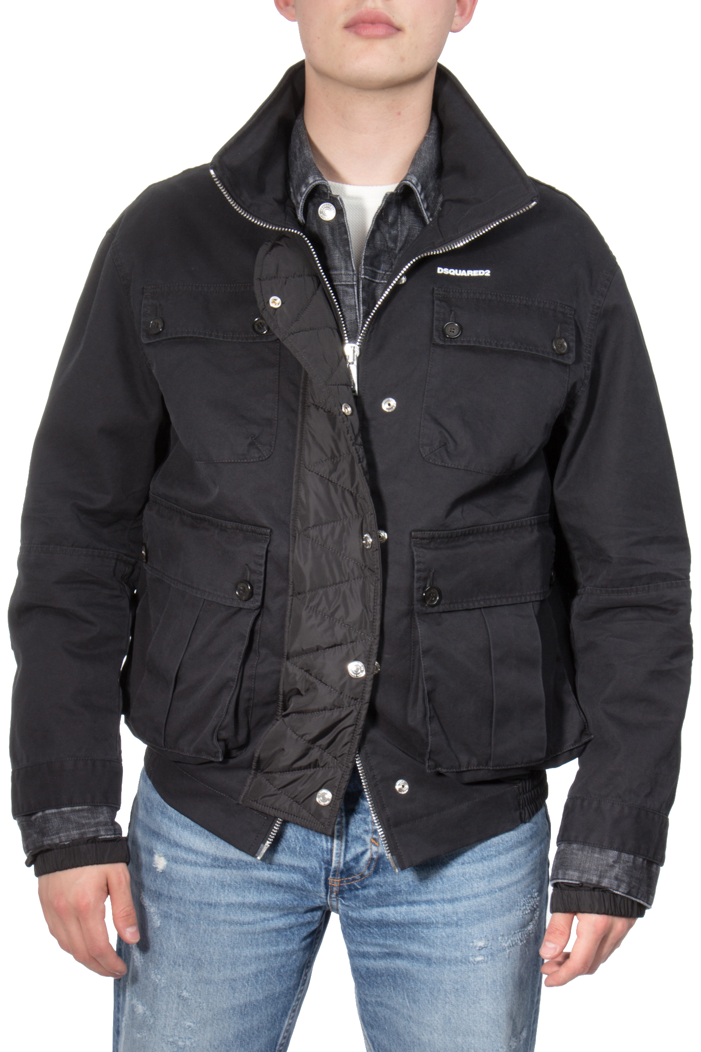 DSQUARED2 Pad Tab Field Jacket With Detachable Denim Vest