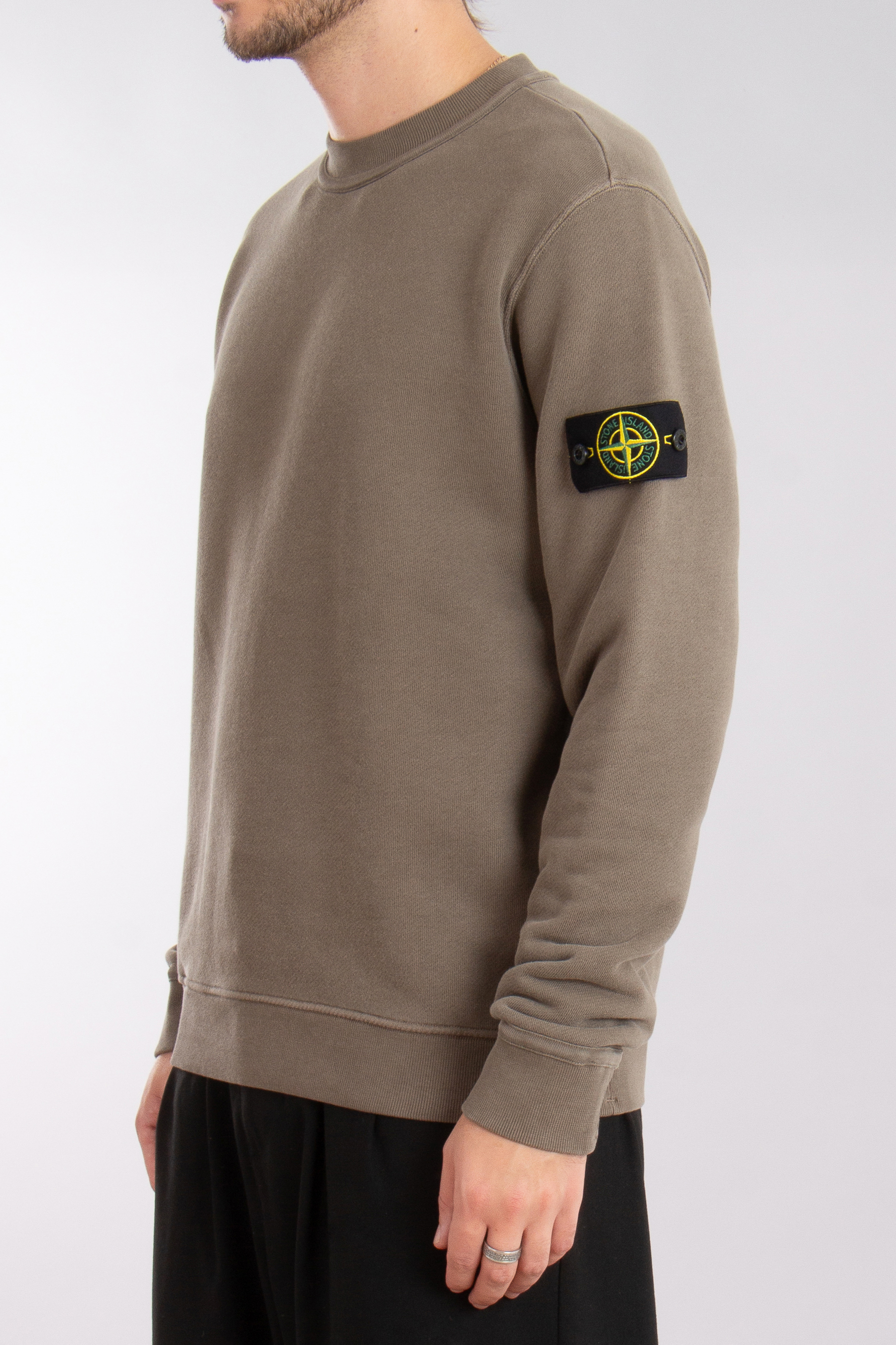 STONE ISLAND 'Old' Effect Organic Cotton Diagonal Fleece STONE ISLAND 'Old' Effect Organic Cotton Diagonal Fleece