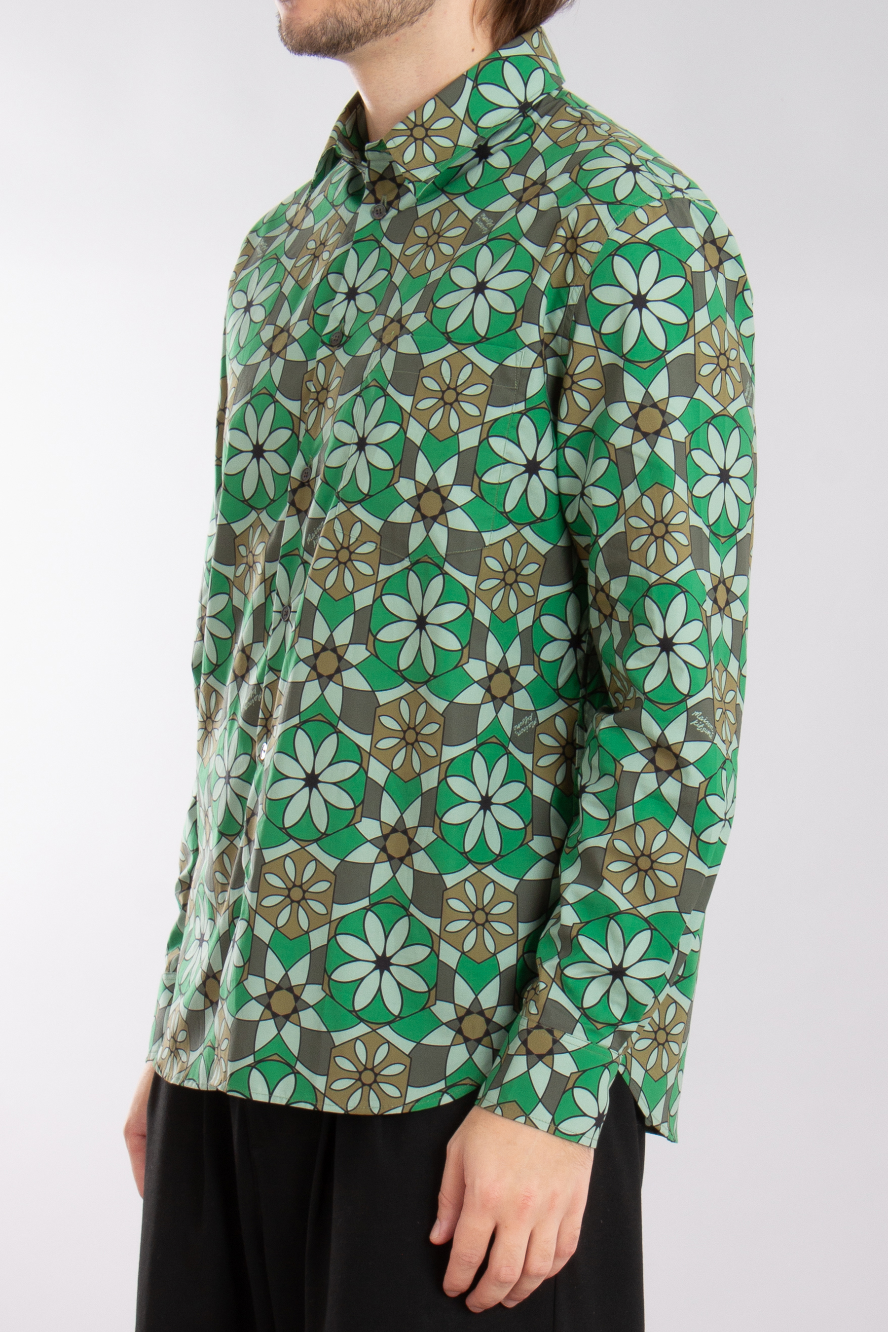 MAISON KITSUNÉ Relaxed Fit Printed Cotton Poplin Shirt