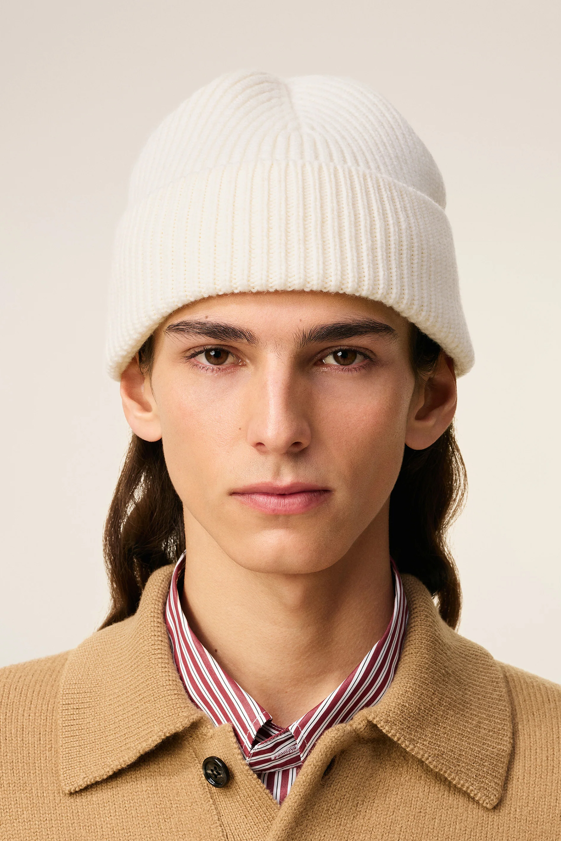 AMI PARIS Ami De Coeur Ribbed Virgin Wool Beanie Hut, Mütze, Person, Frau