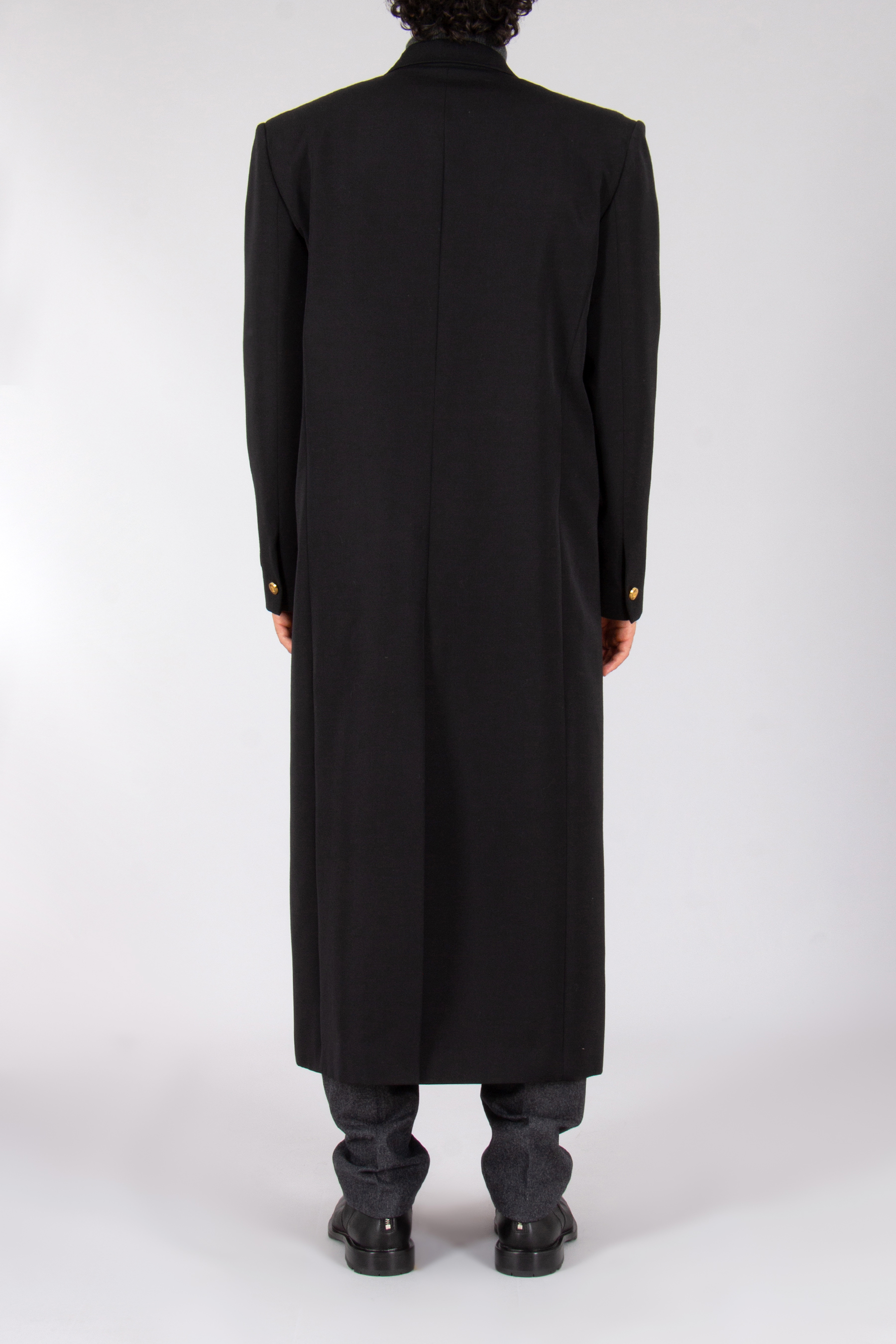BALMAIN Straight Fit Virgin Wool Grain-De-Poudre Coat Bekleidung, Mantel, Langarm, Ärmel
