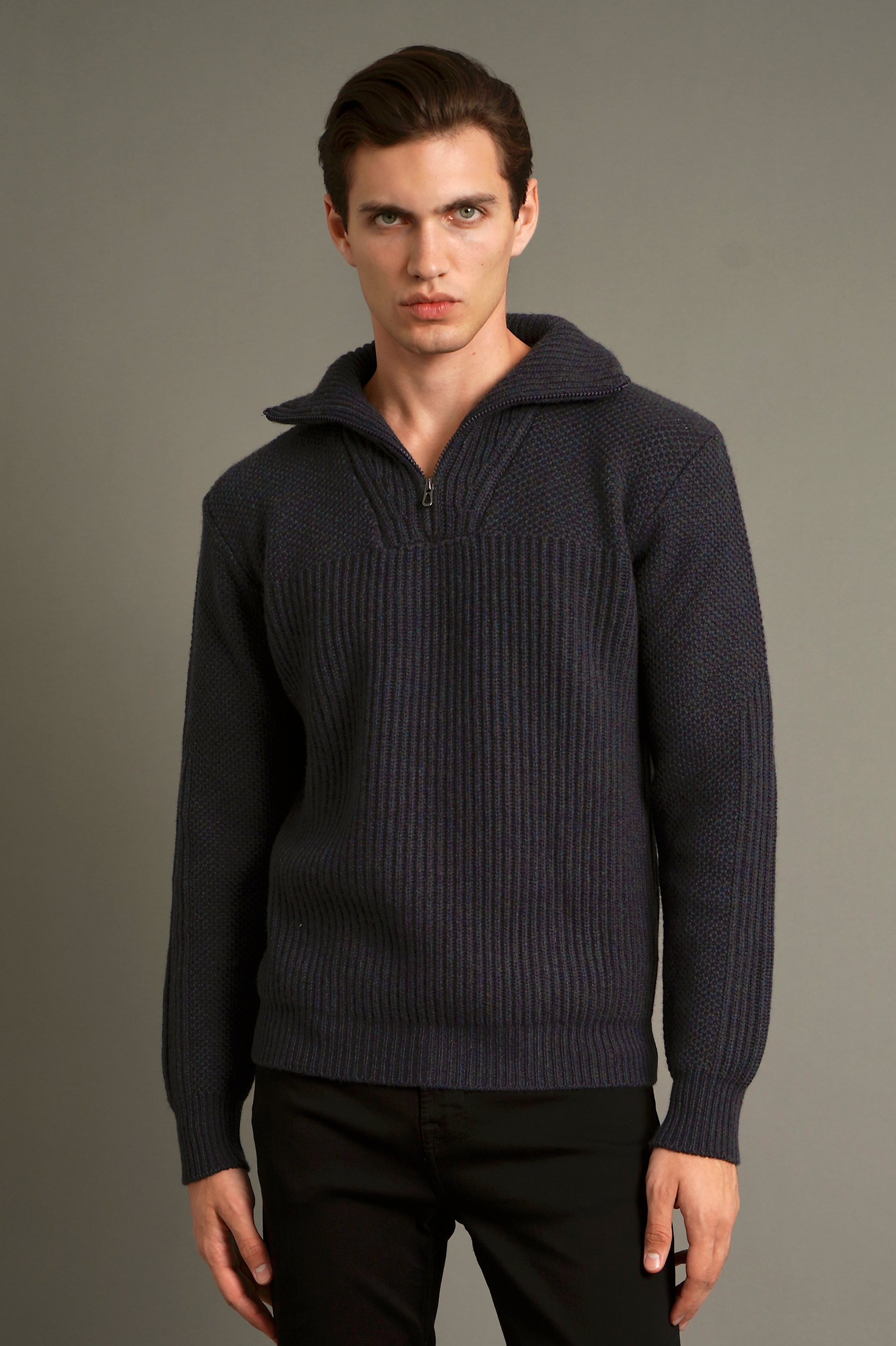 SEASE Coarsehair Cashmere Half Zip Sweater Schooner