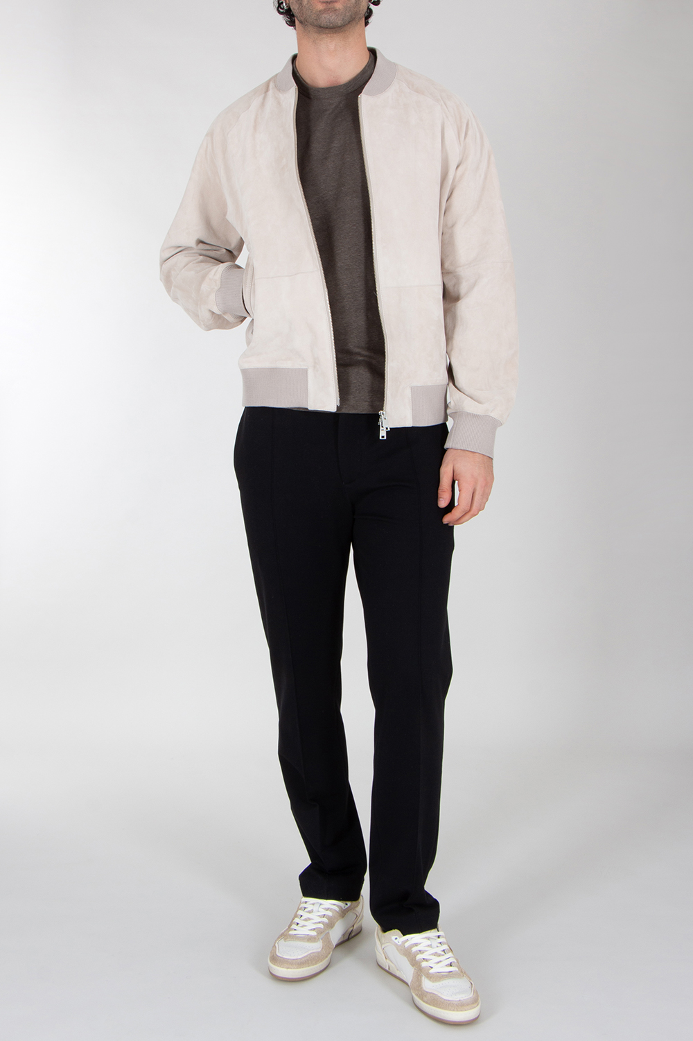 ARMA Regular Fit Lamb Suede Bomber Jacket