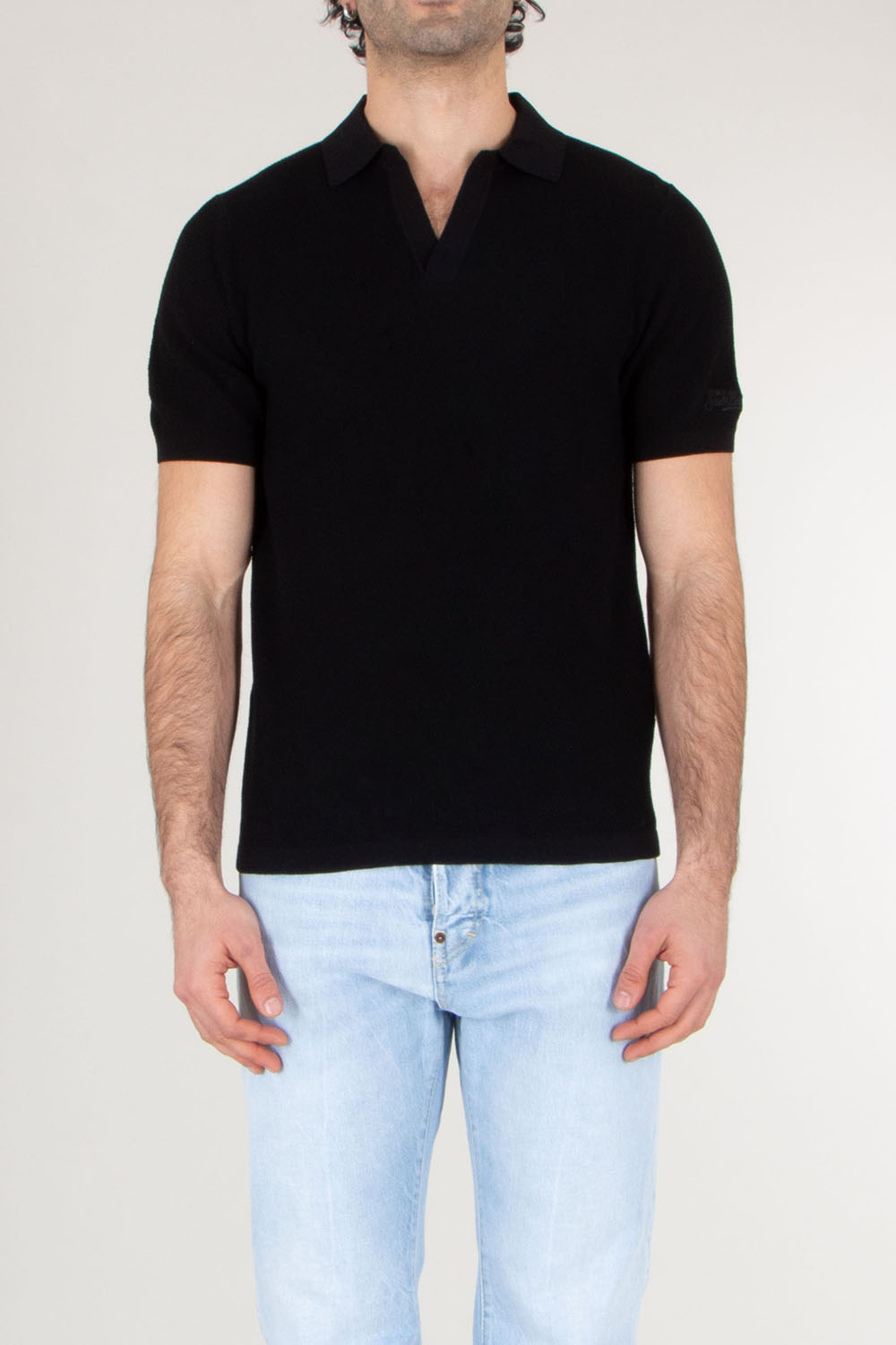 MC 2 SAINT BARTH Regular Fit Mesh Buttonless Knitted Polo Shirt Sloan 