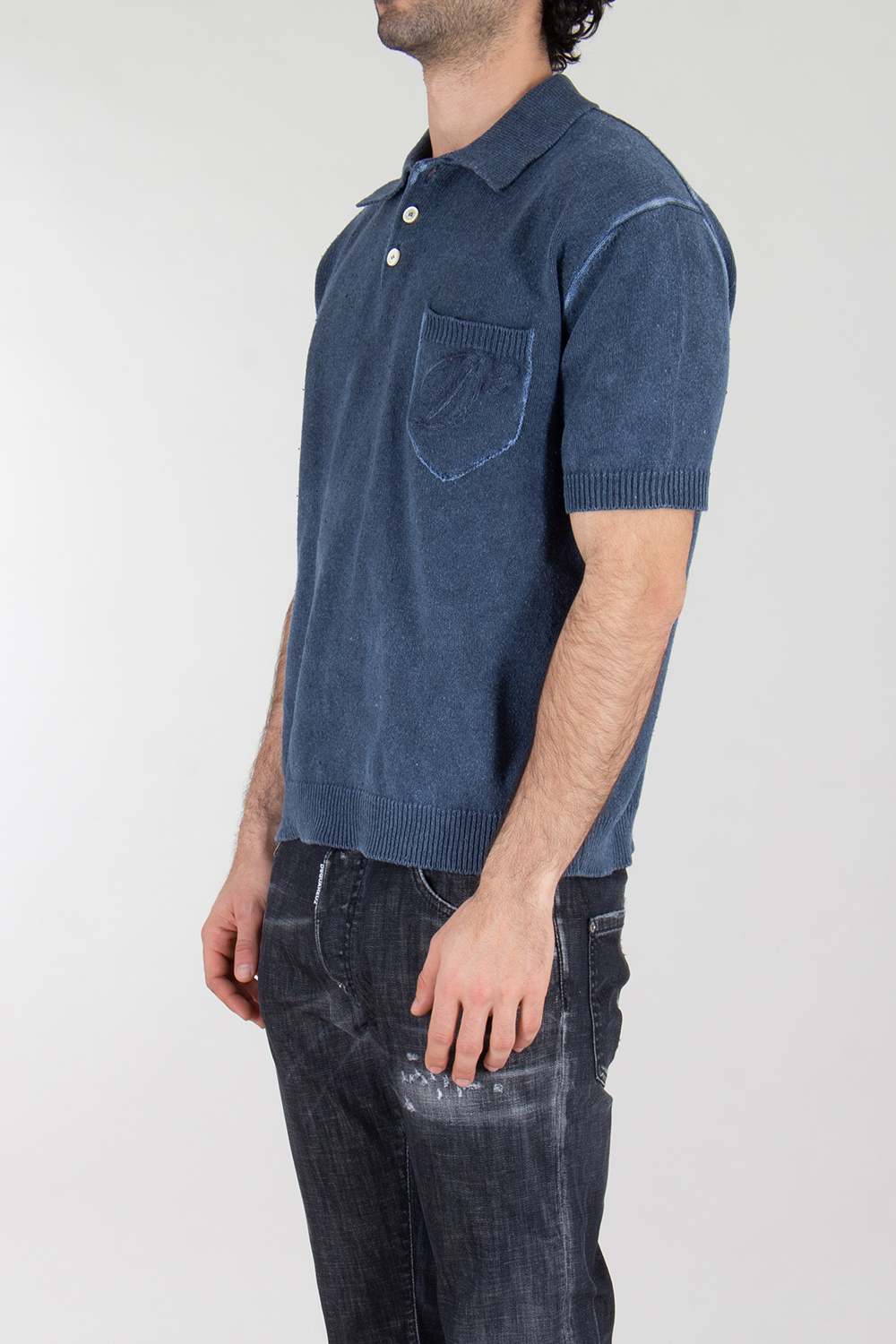 DSQUARED2 Relaxed Fit Cotton Blend Knitted Polo Shirt