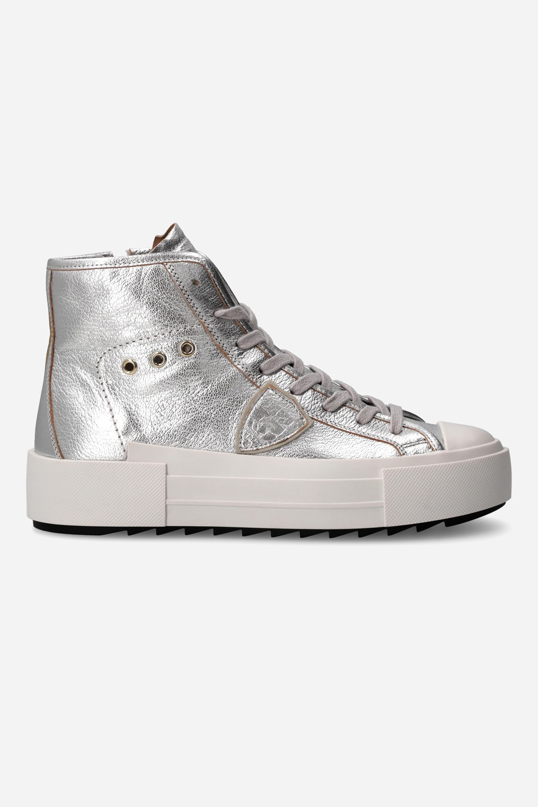 PHILIPPE MODEL Laminated Leather Sneakers Paris Haute Mid PARISPDMDM001METAL
