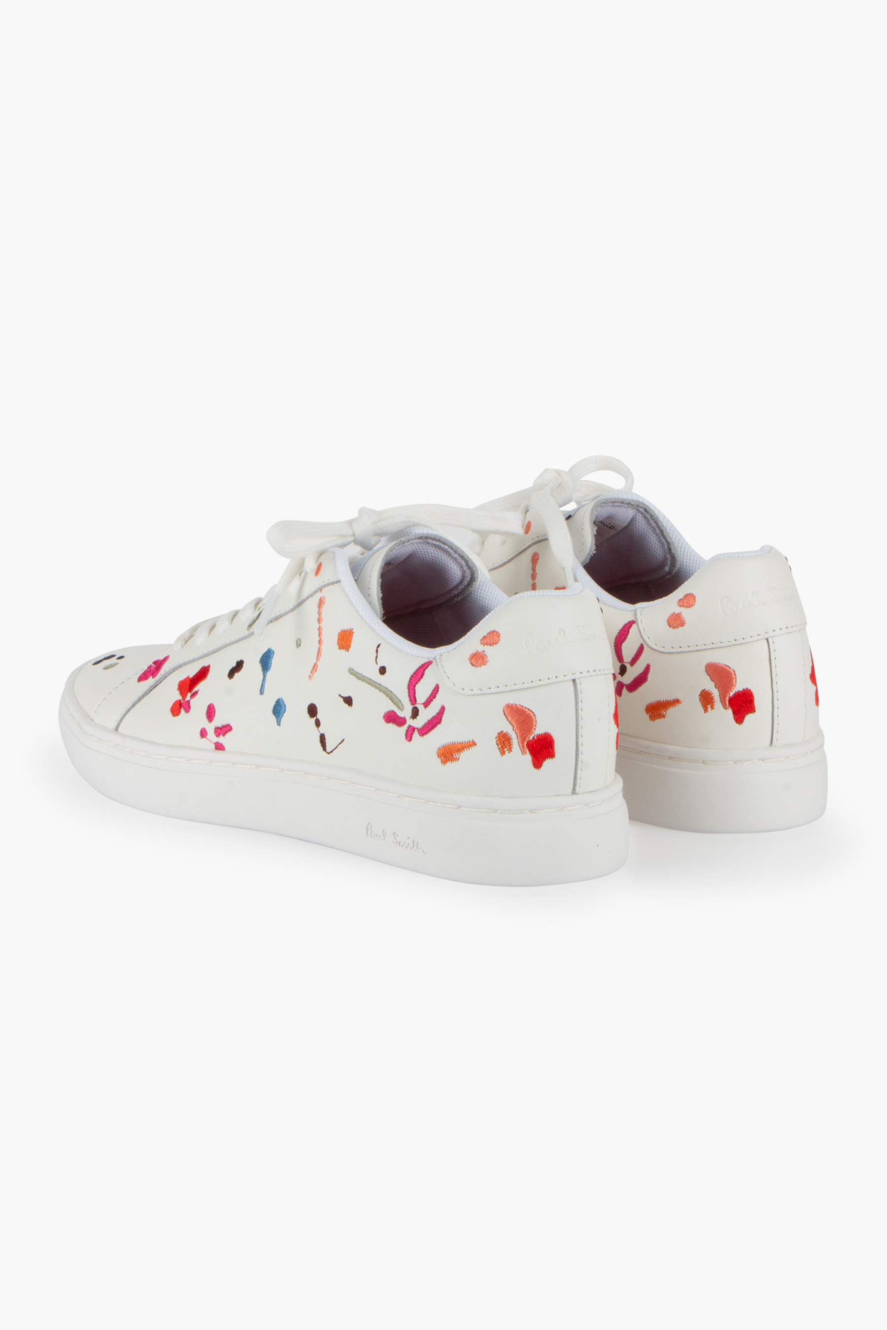PAUL SMITH Paint Splash Embroidery Leather Sneakers