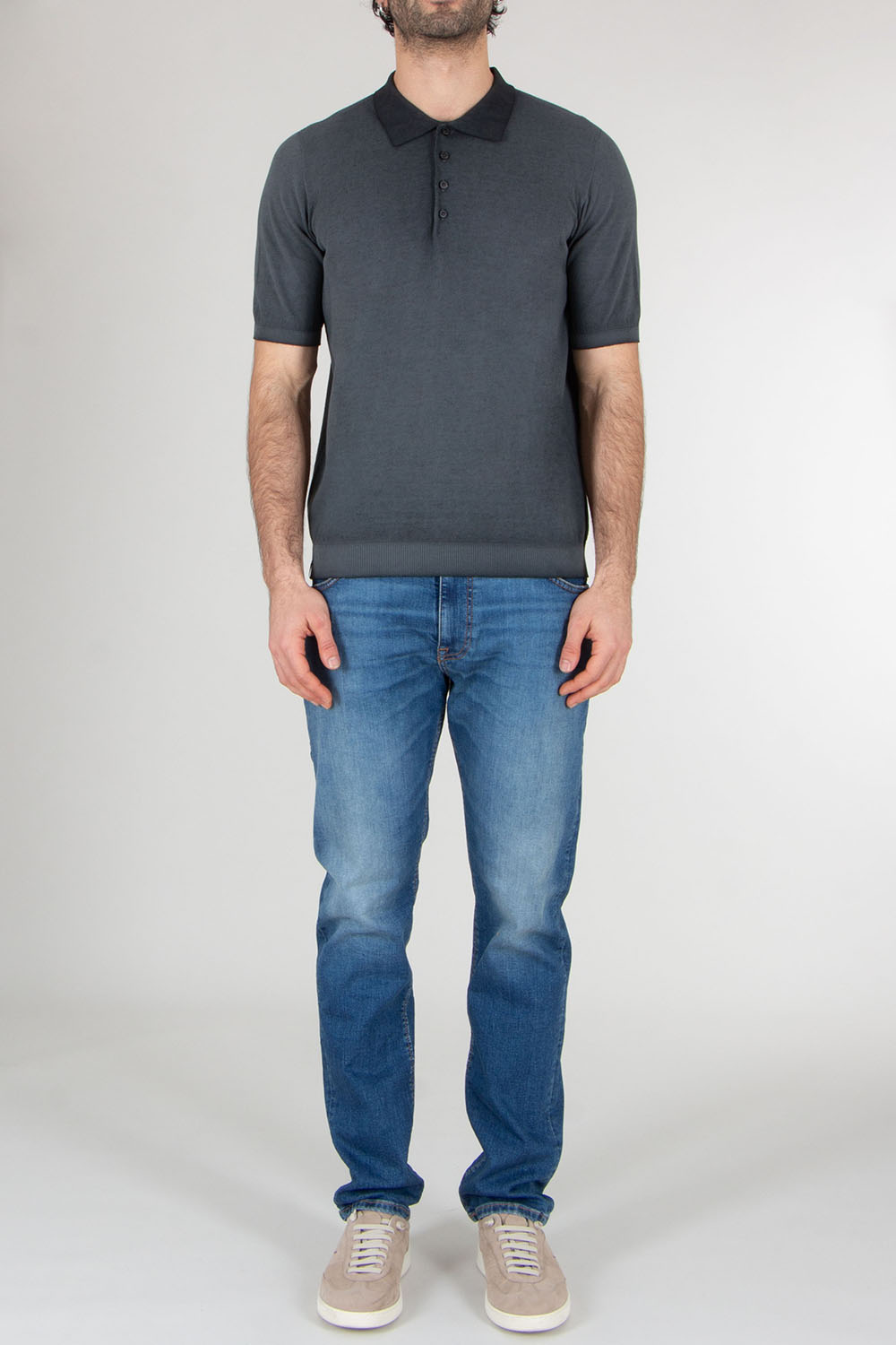 AROVESCIO Regular Fit Cotton Knit Polo