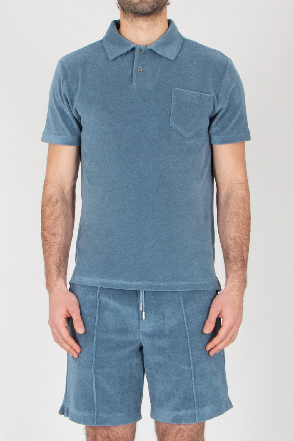 AURÉLIEN Slim Fit Cotton Blend Terry Polo Shirt