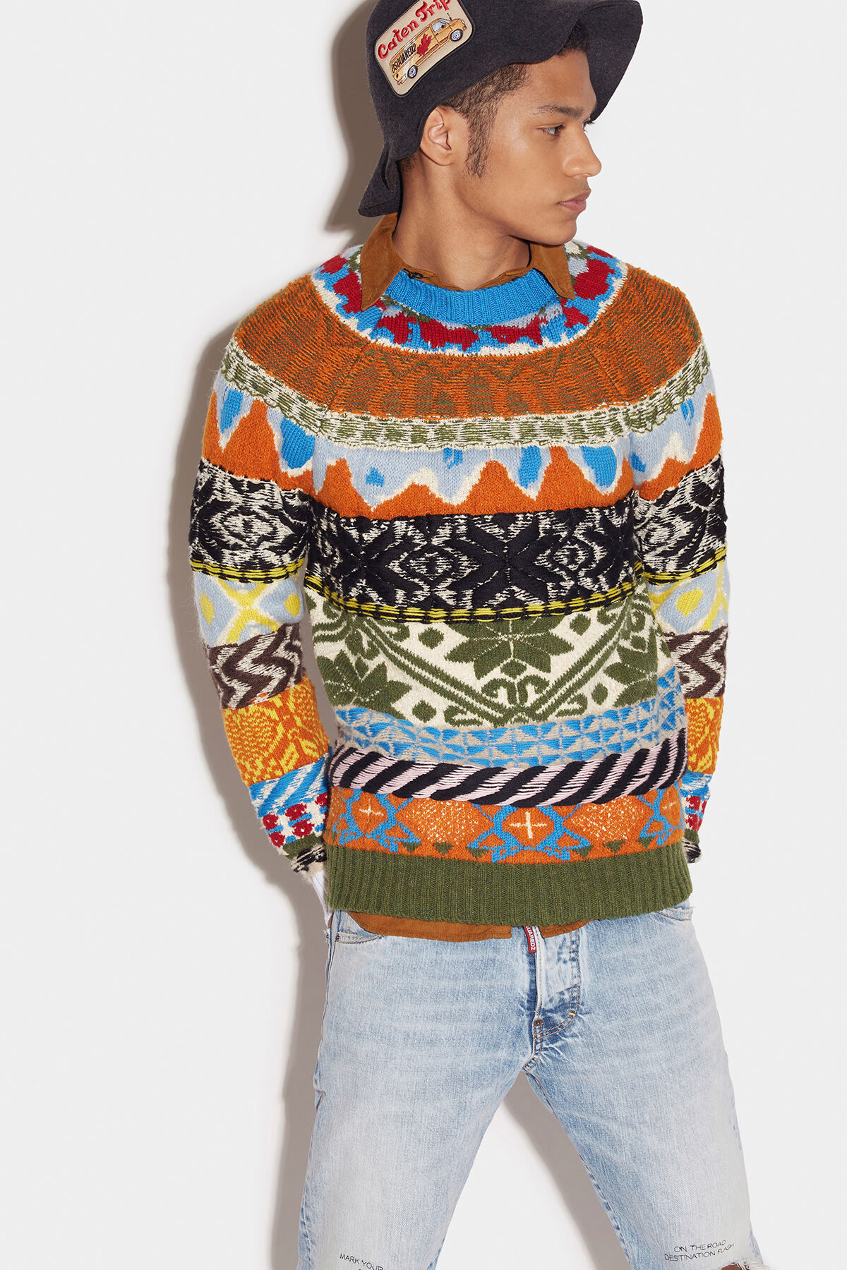 DSQUARED2 Wool Blend Globetrotter Sweater DSQUARED2 Wool Blend Globetrotter Sweater