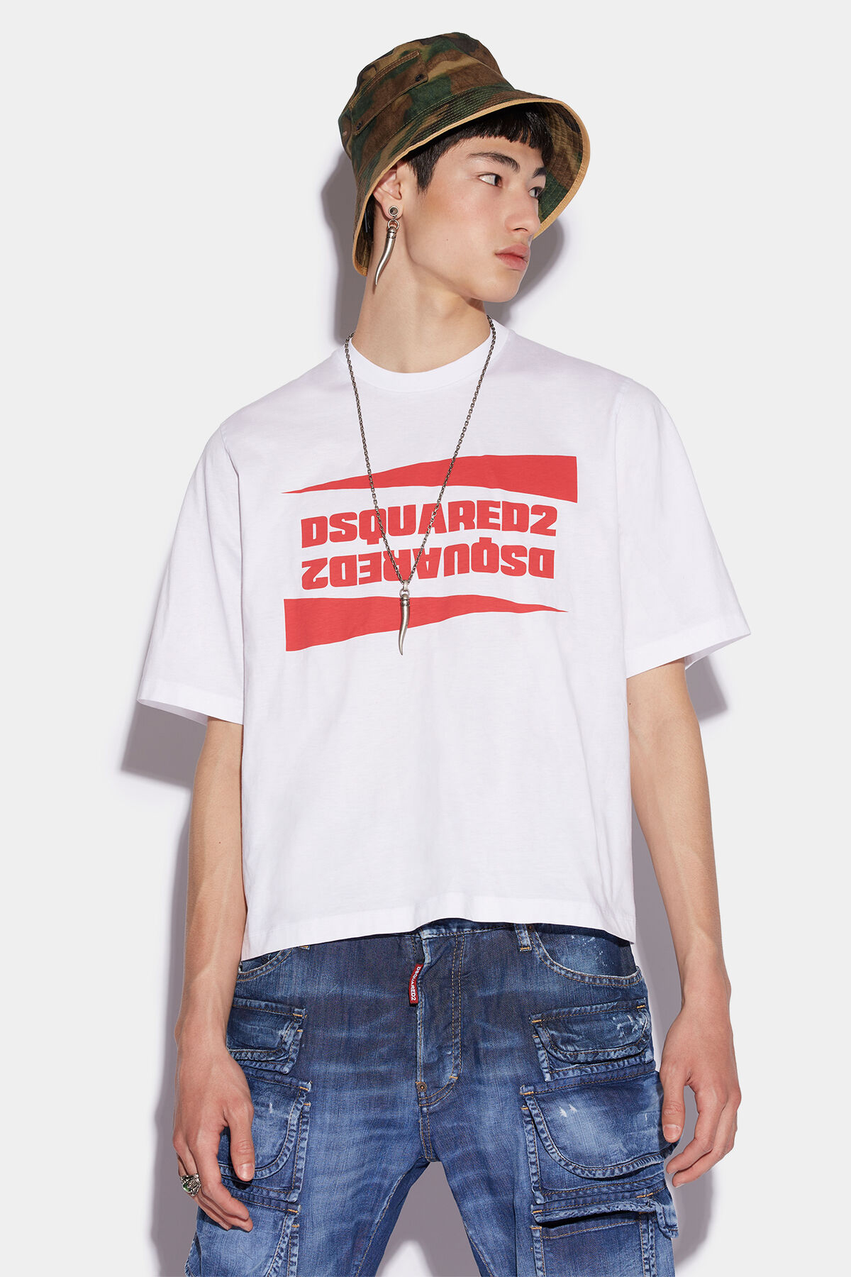DSQUARED2 Reverse D2 Football Print Cotton Jersey T-Shirt