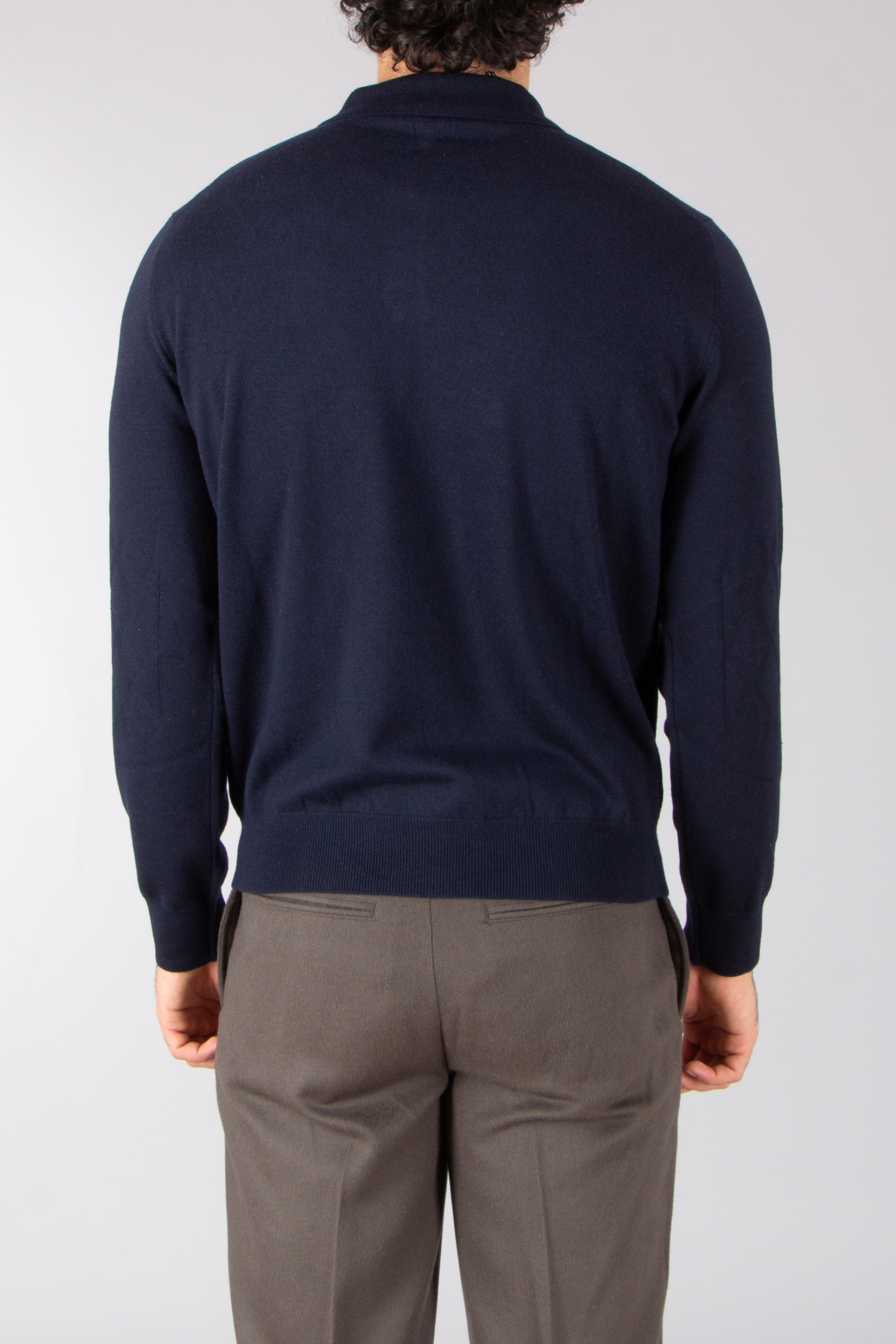 CANALI Regular Fit Structured Extrafine Wool Knit Polo Langarm, Pullover, Vlies, Mann, Person