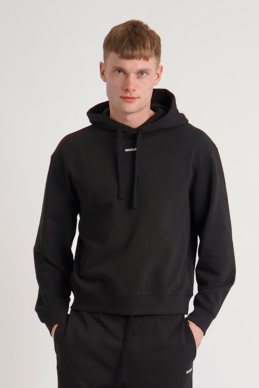 HUGO Relaxed Fit Printed Cotton Terry Hoodie Dapo HUGO Relaxed Fit Printed Cotton Terry Hoodie Dapo