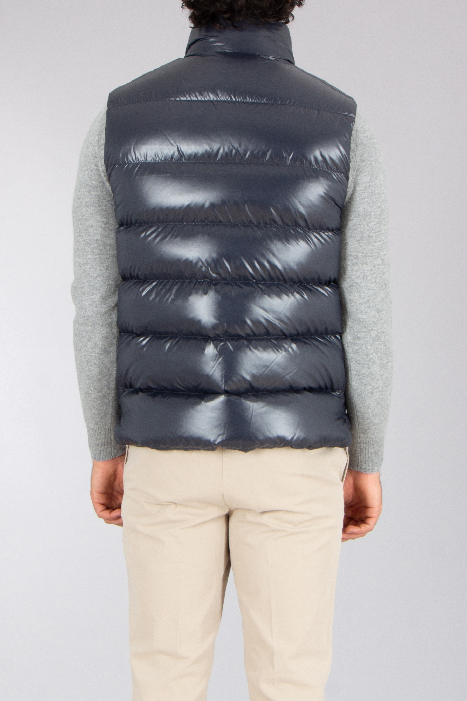 MONCLER Tibb Regular Fit Nylon Laqué Down Vest Weste, Rettungsweste, Erwachsener, Mann, Person