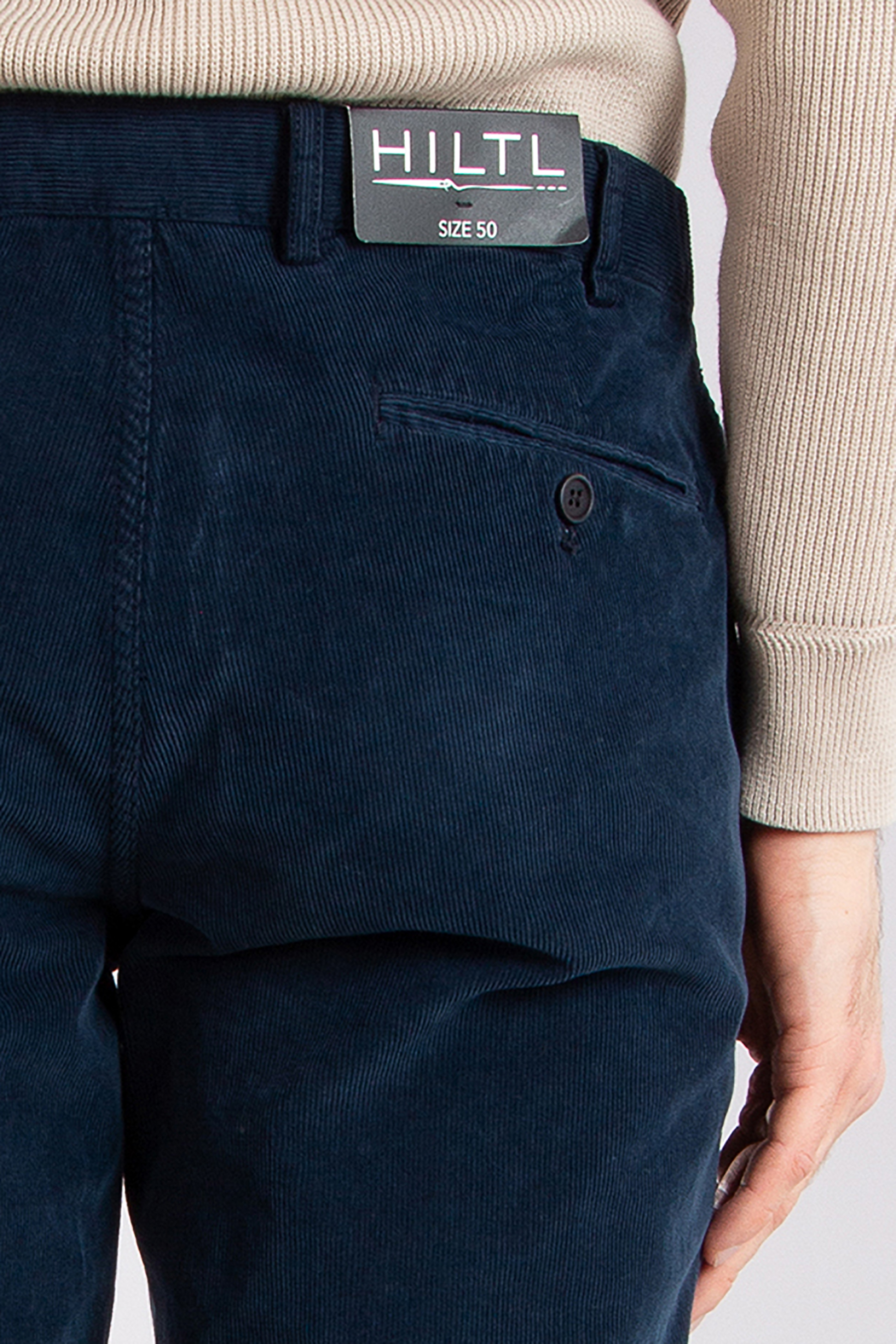 HILTL Slim Straight Cotton Stretch Corduroy Pants Teaker C