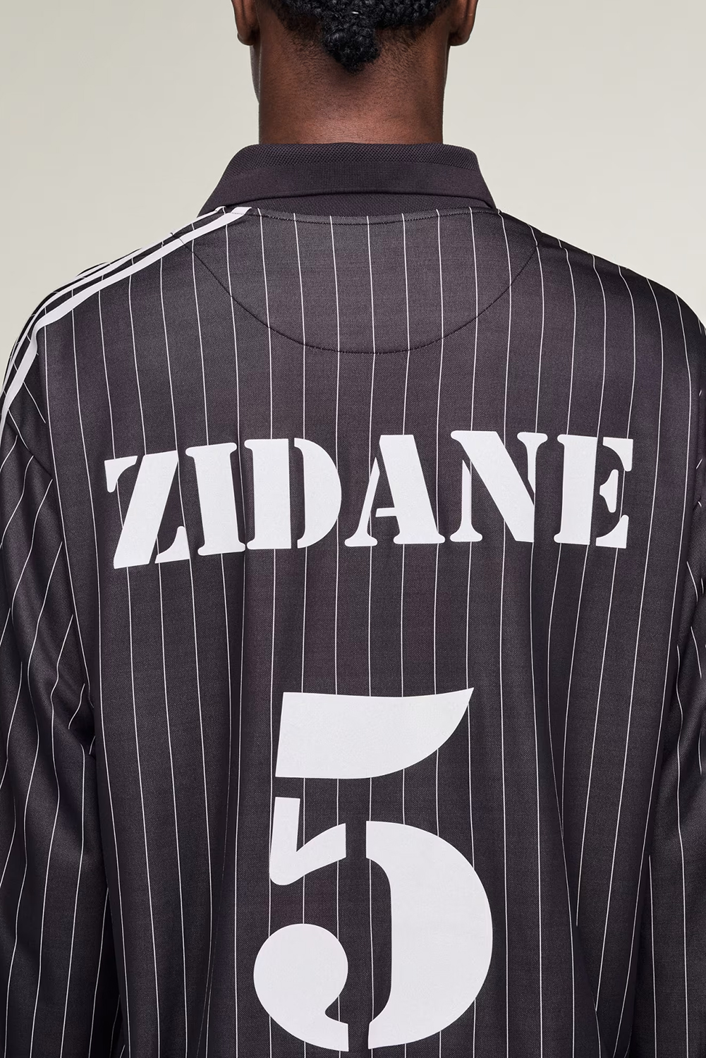 Y-3 Regular Fit Pinstripe Jacquard Zinedine Zidane Long-Sleeve Football Jersey