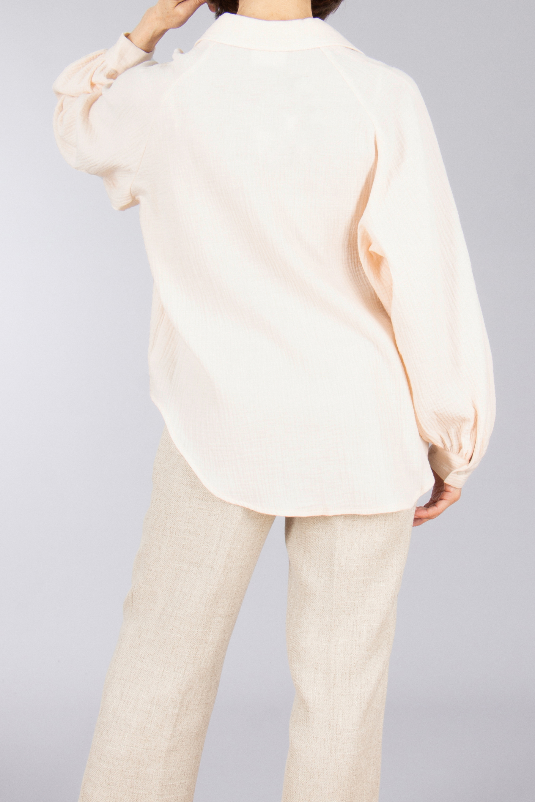 MC 2 SAINT BARTH Oversized Cotton Muslin Blouse Maira Bluse, Inneneinrichtung, Leinen, Langarm, Hosen