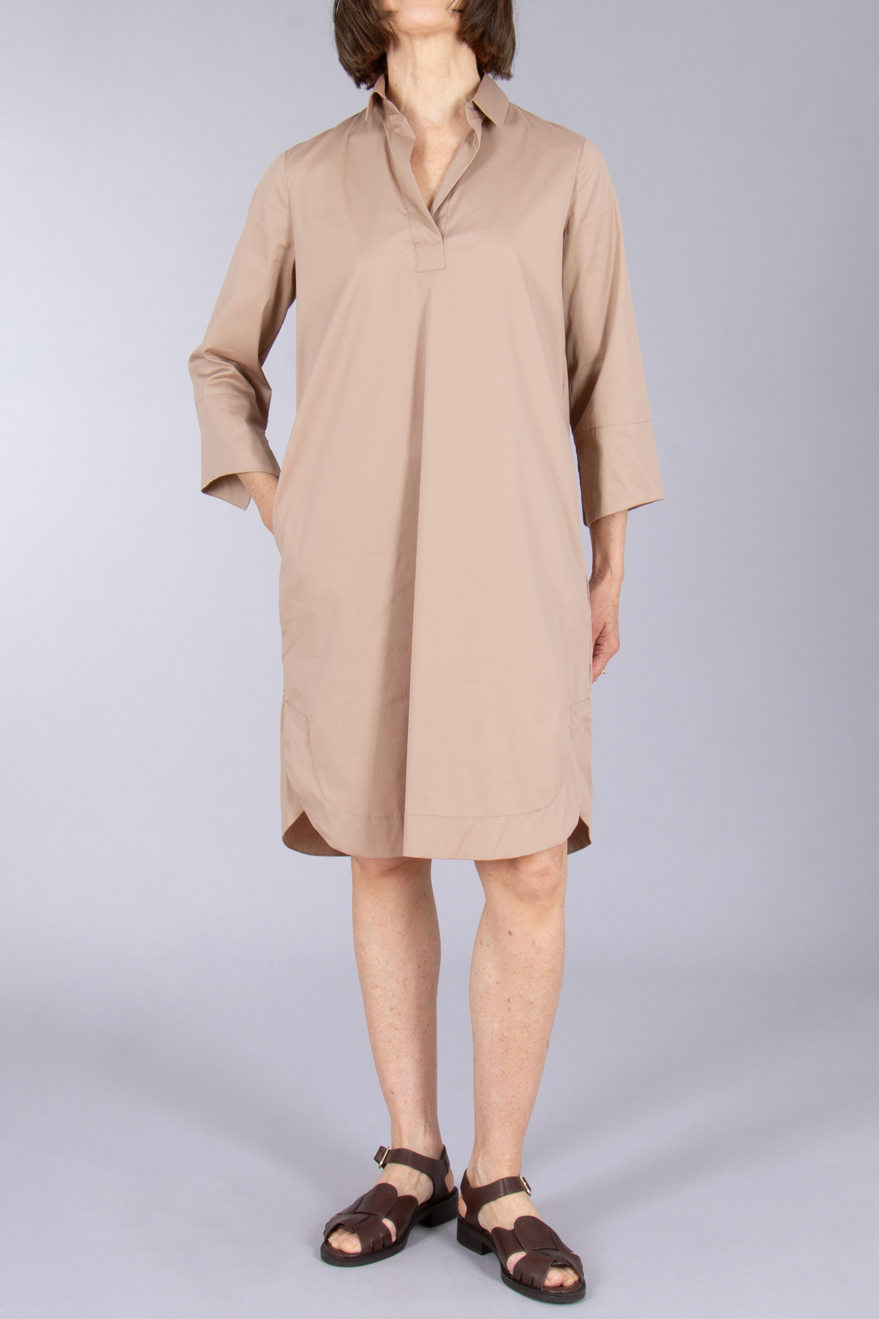 0039 ITALY Casual Fit Stretch Cotton Blend Poplin Shirt Dress Derry Sandale, Mantel, Kleid, Leinen, Person