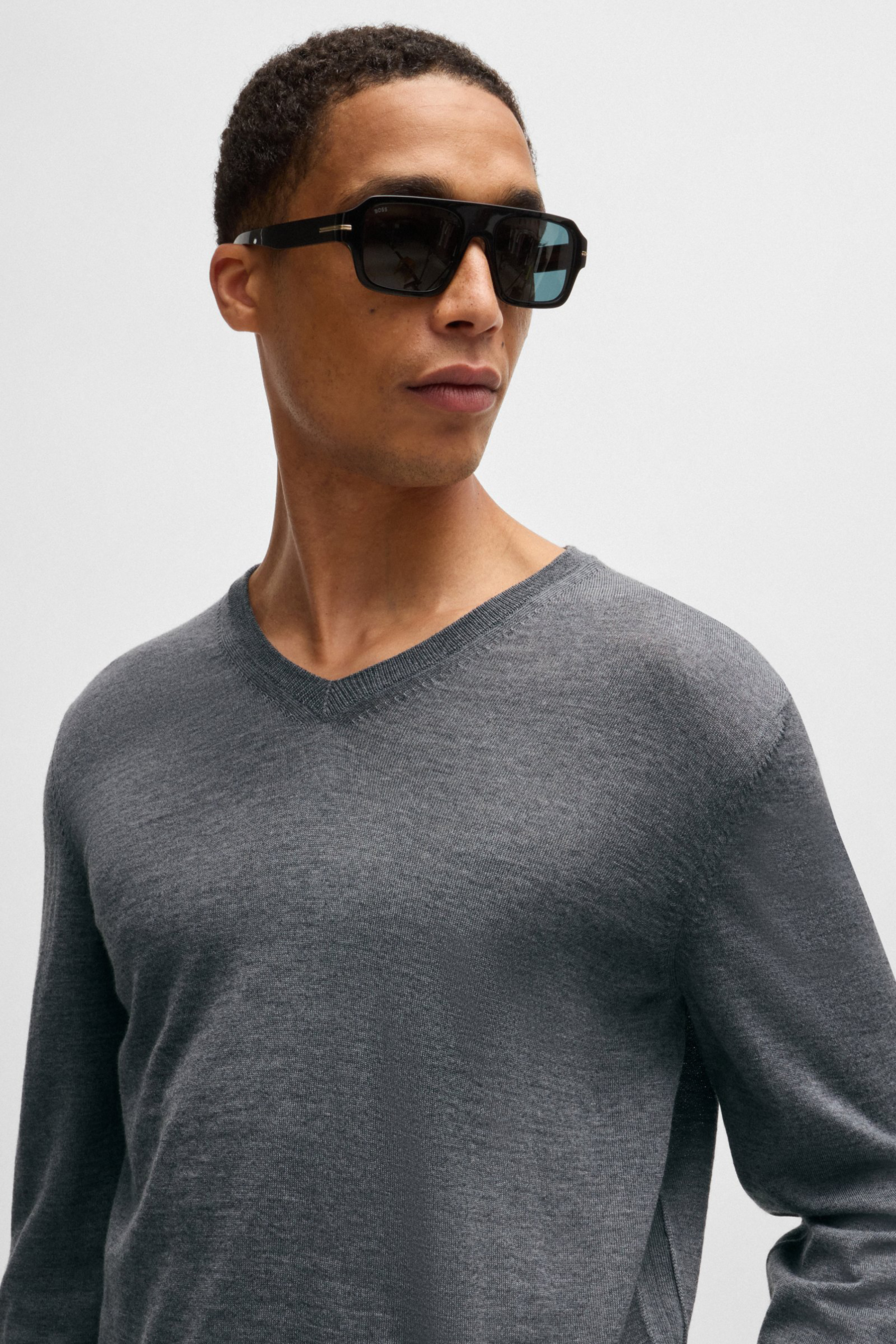 BOSS Slim Fit Virgin Wool V-Neck Sweater Melba-P