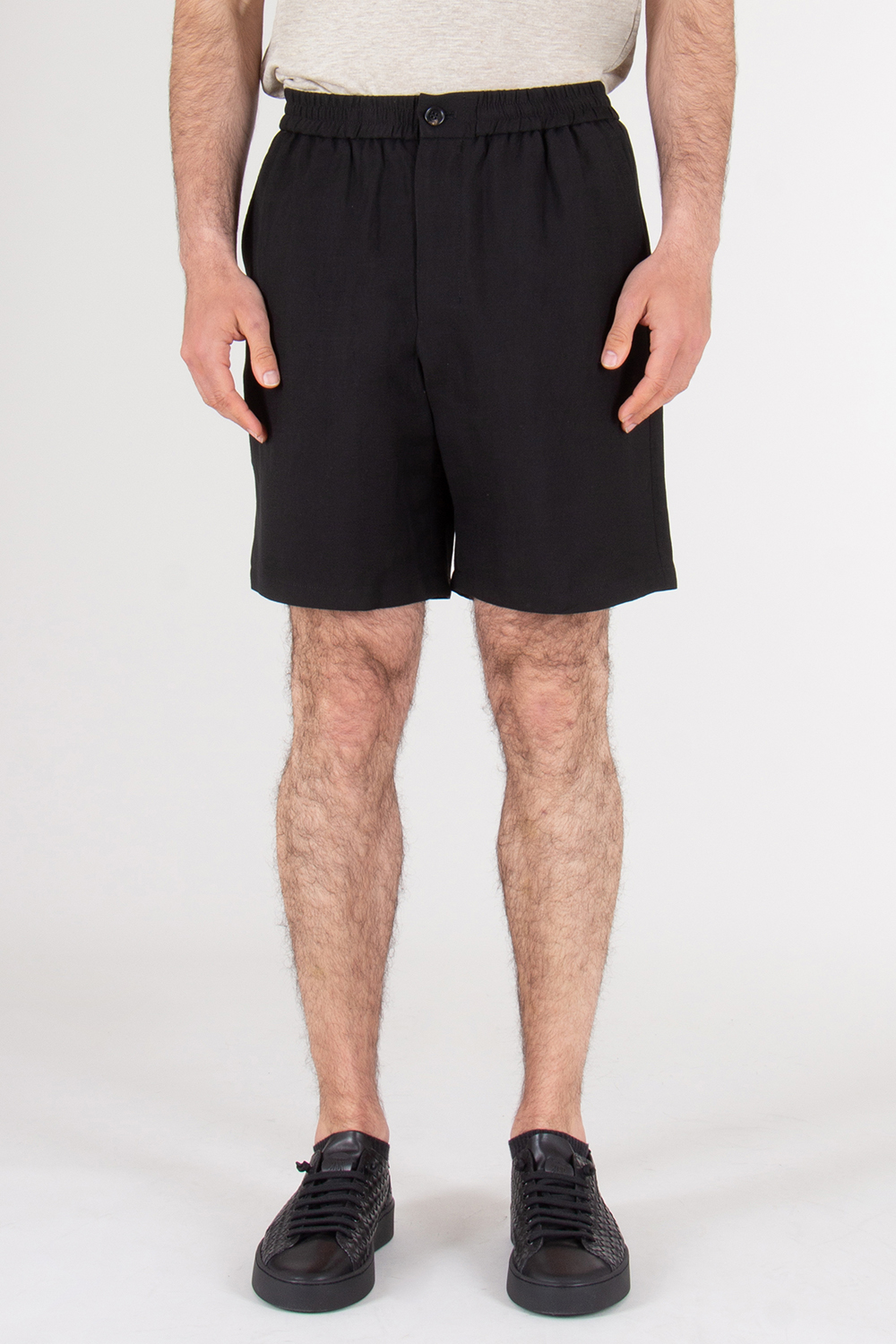 AMI PARIS Regular Fit Linen Blend Shorts