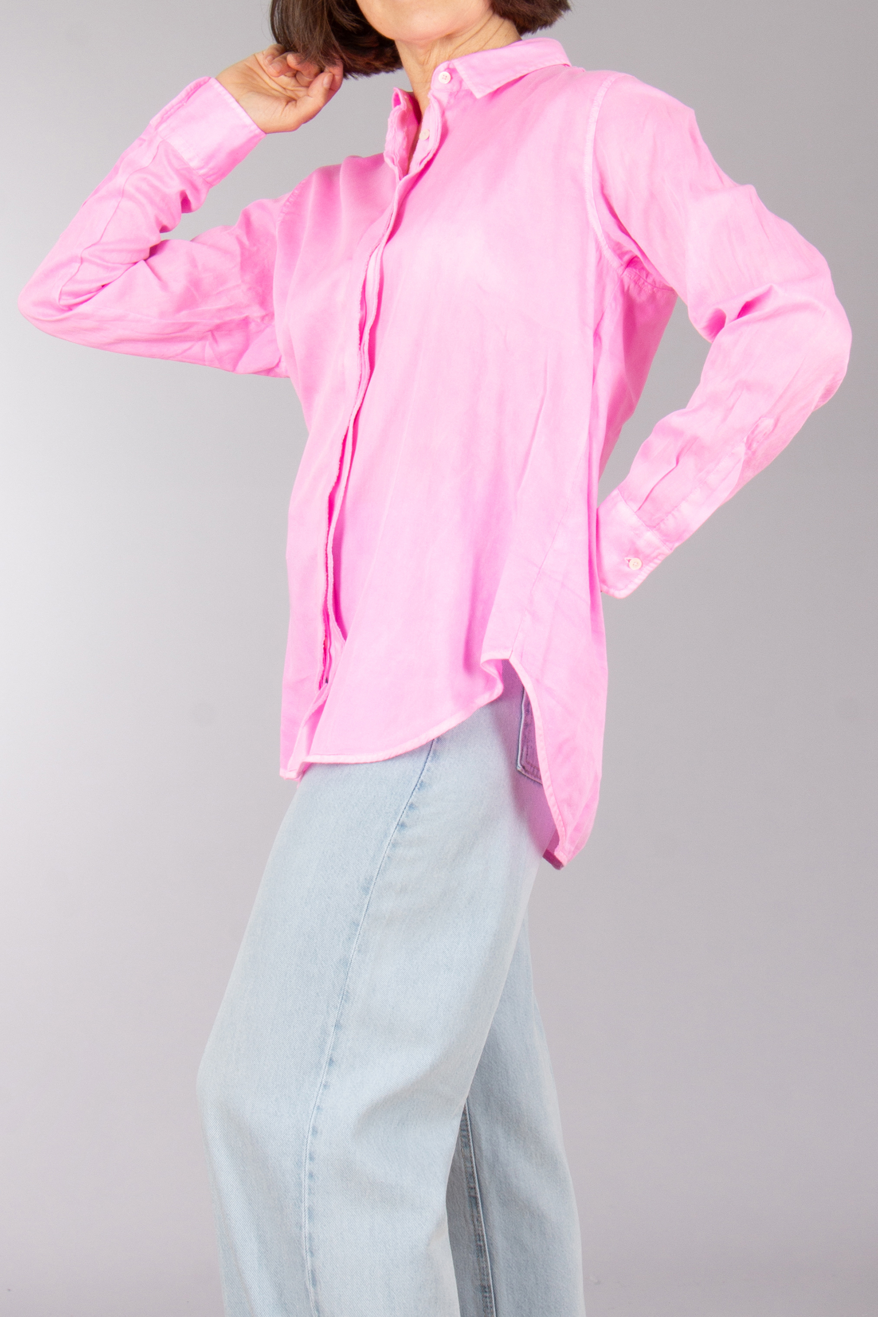 0039 ITALY Slightly Tailored Fit Cotton Blouse Mira Frill Bluse, Langarm, Hemd, Hosen, Mantel